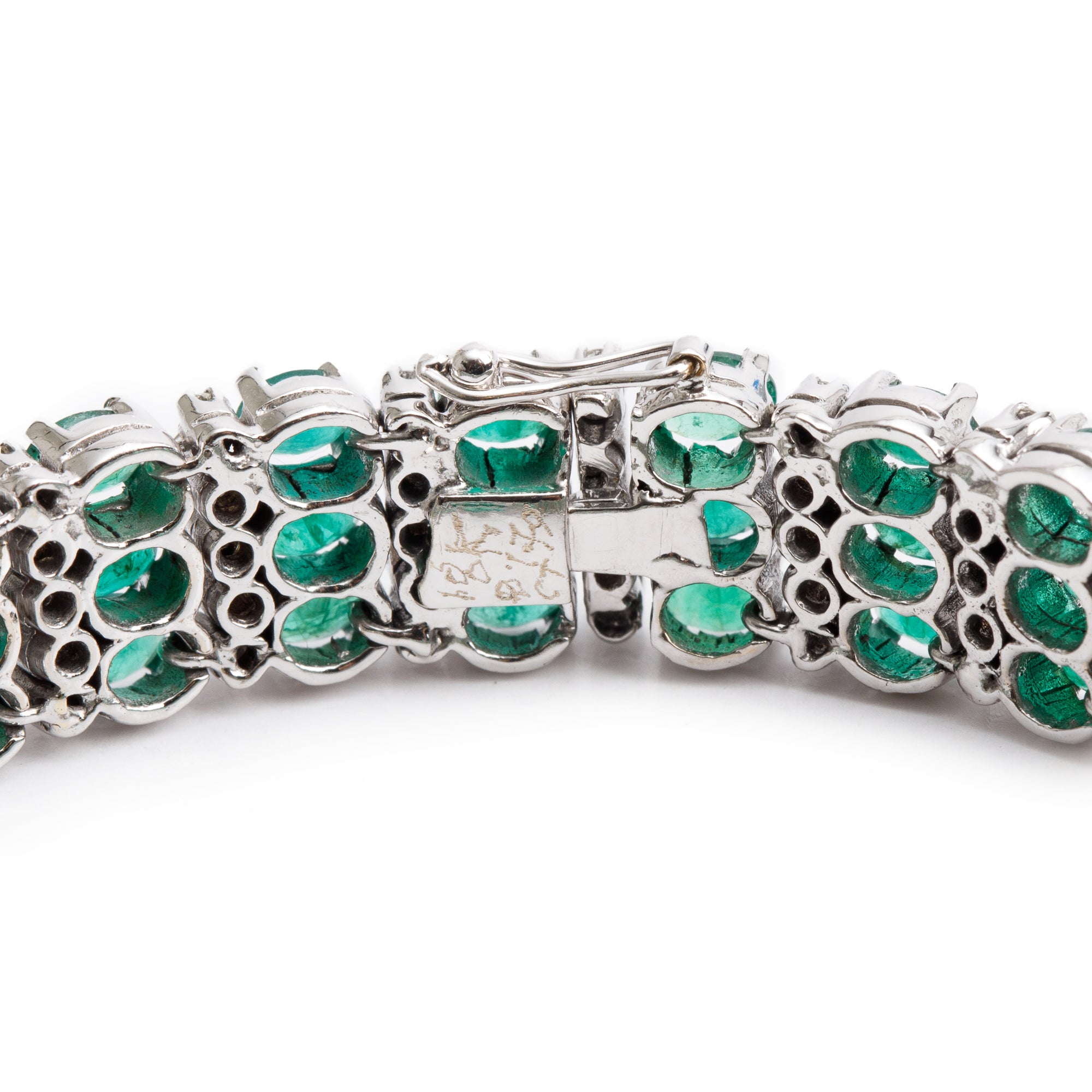 14k White Gold Emerald & Diamond Bracelet