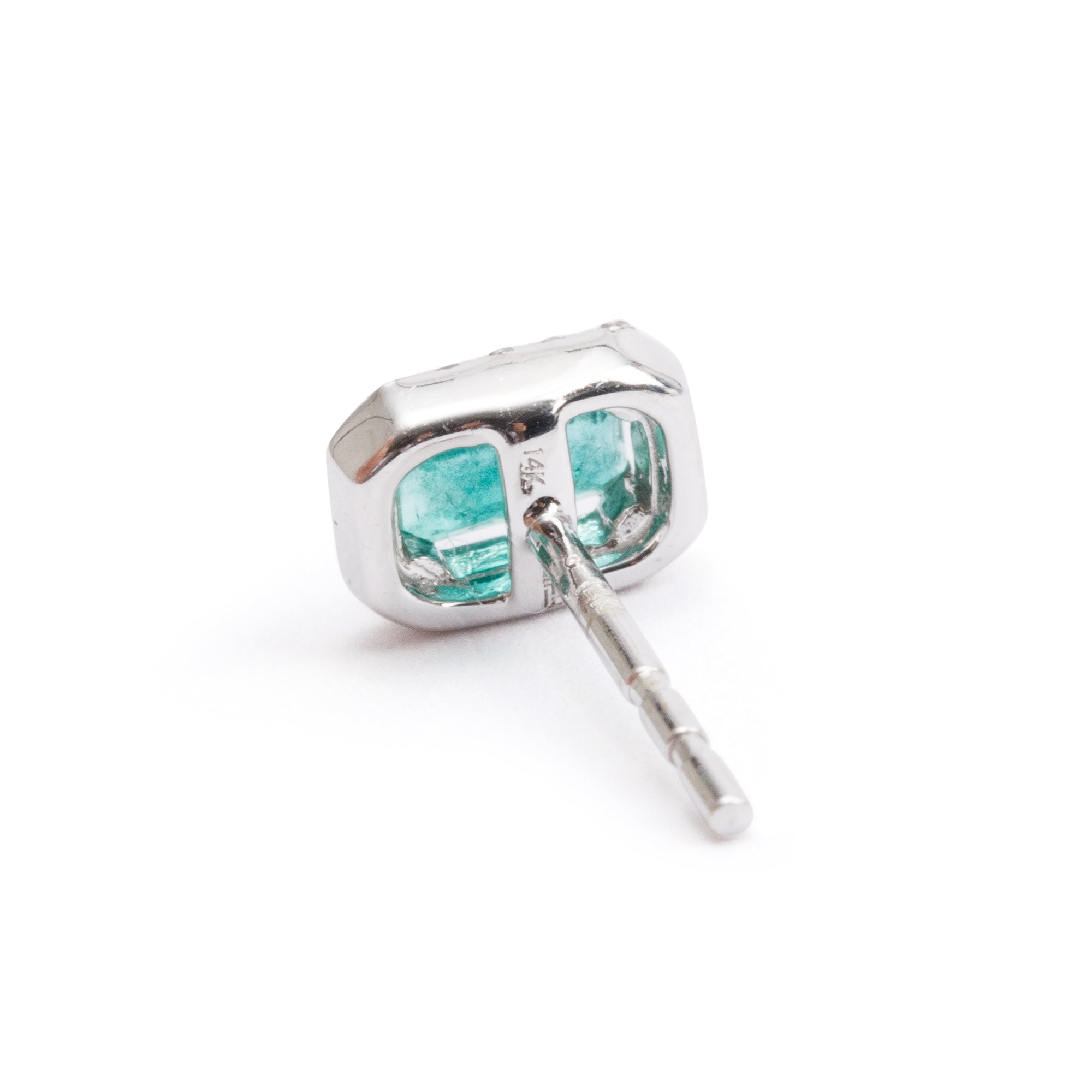 14k White Gold Emerald & Diamond Earrings