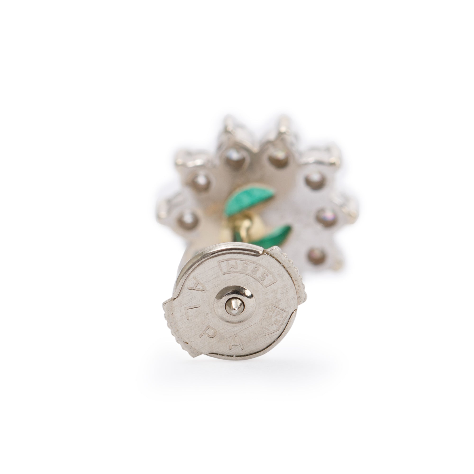 14k White Gold Emerald and Diamond Earrings