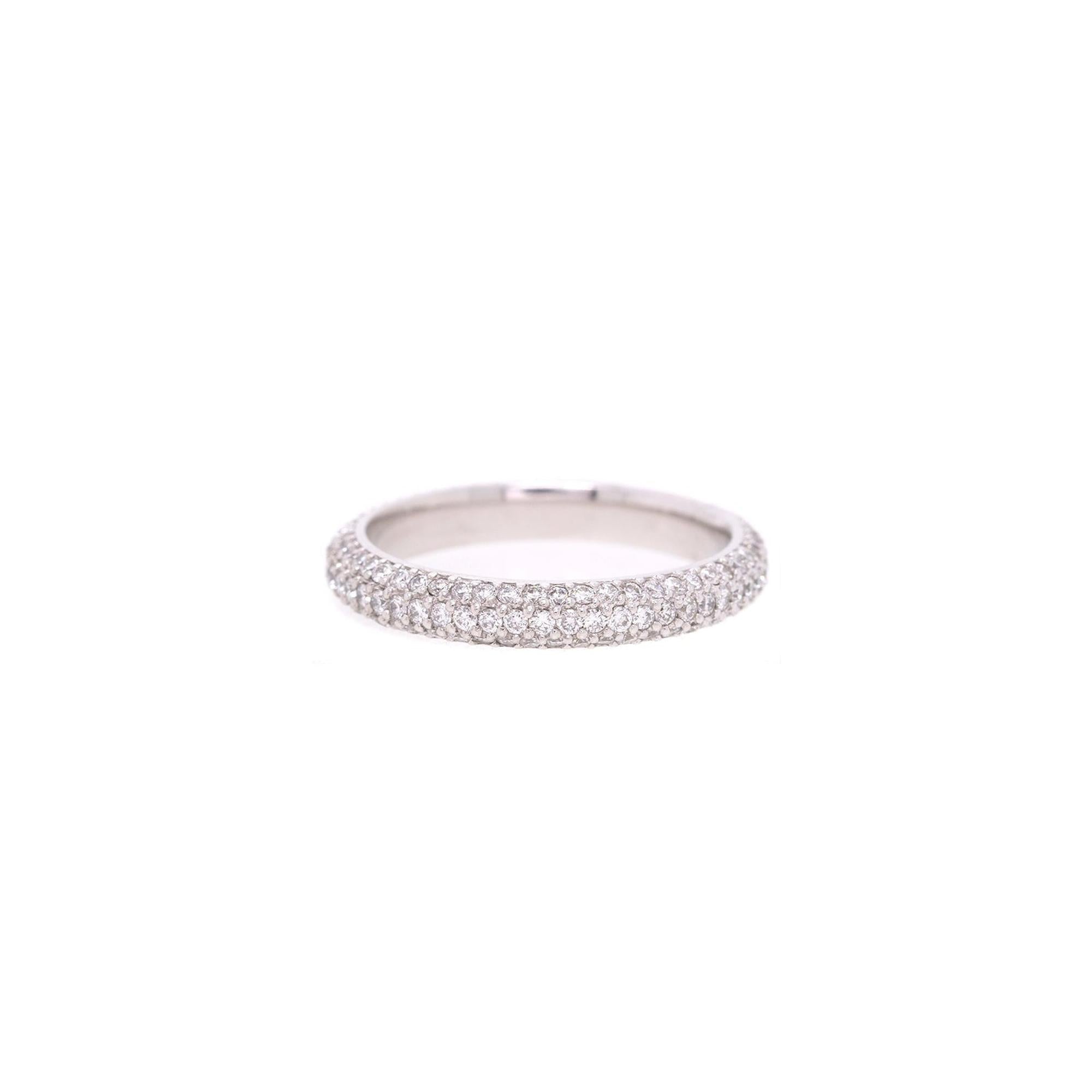 14k White Gold Pave Diamond Band Ring