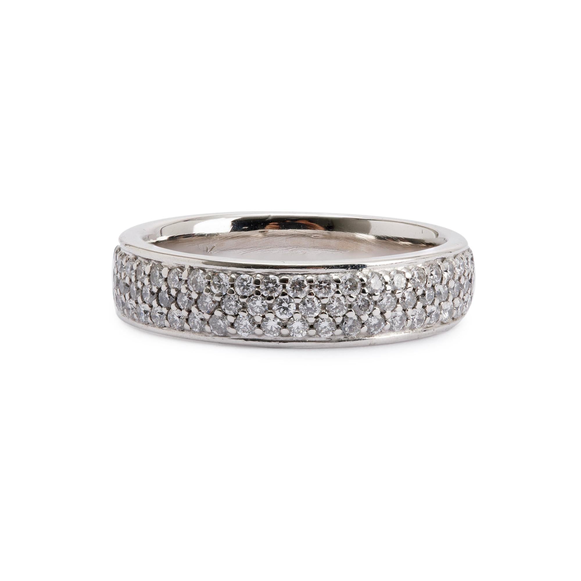 14k White Gold Pave Diamond Band Ring