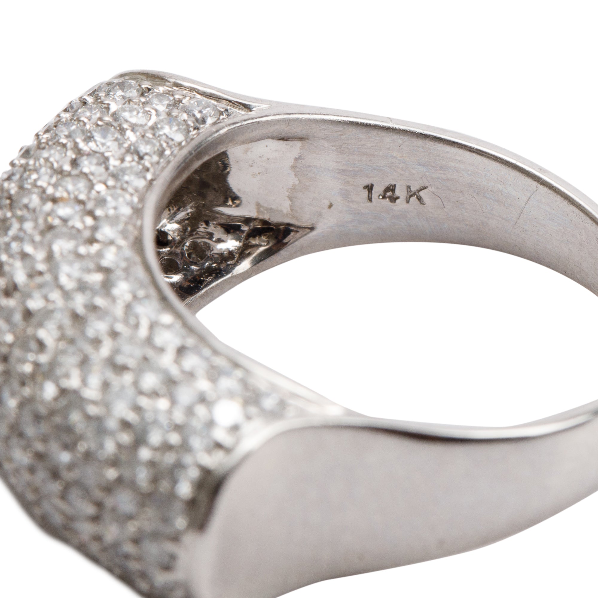 14k White Gold Pave Diamond Ring, Size 7