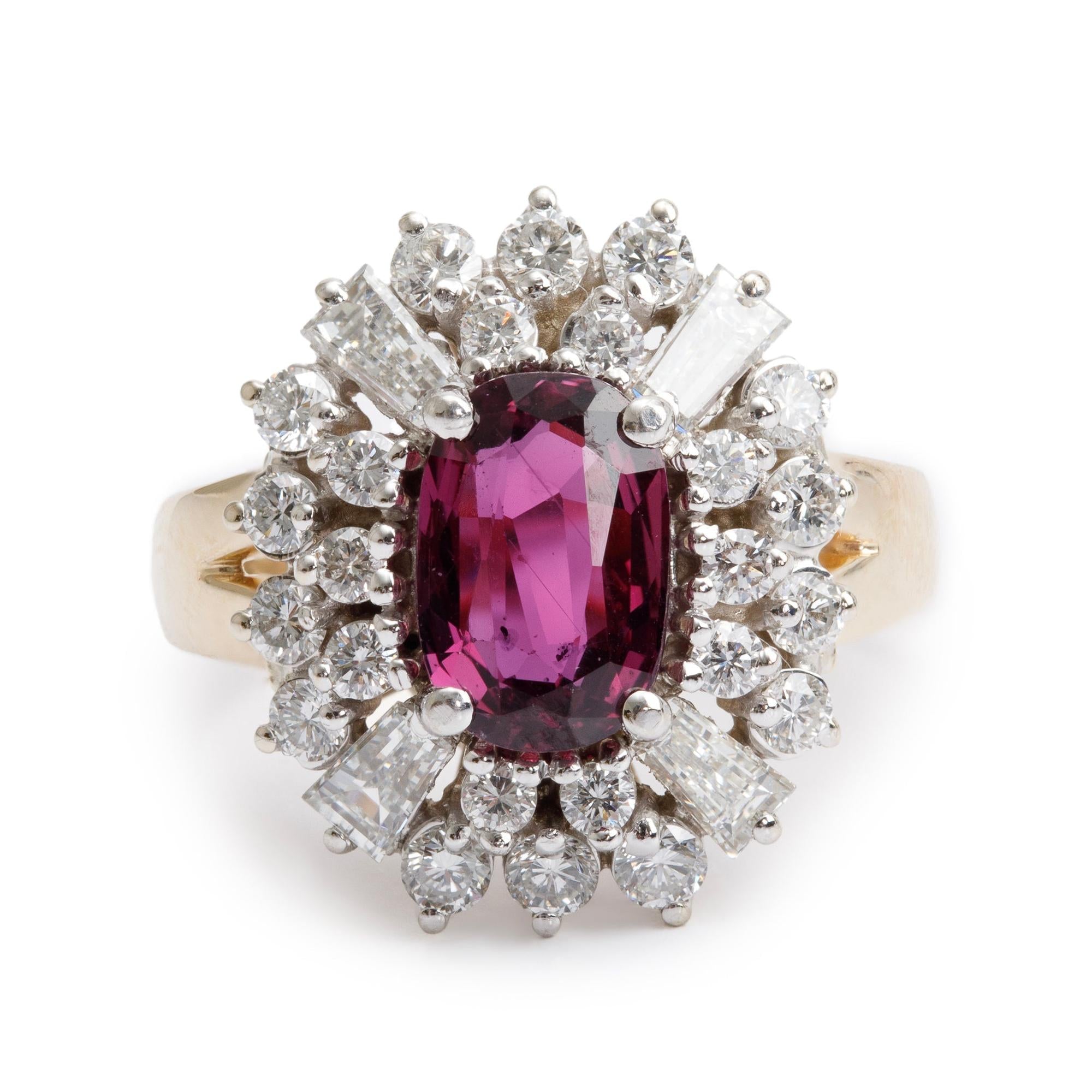 14k White Gold Ruby and Diamond Ring, Size 6