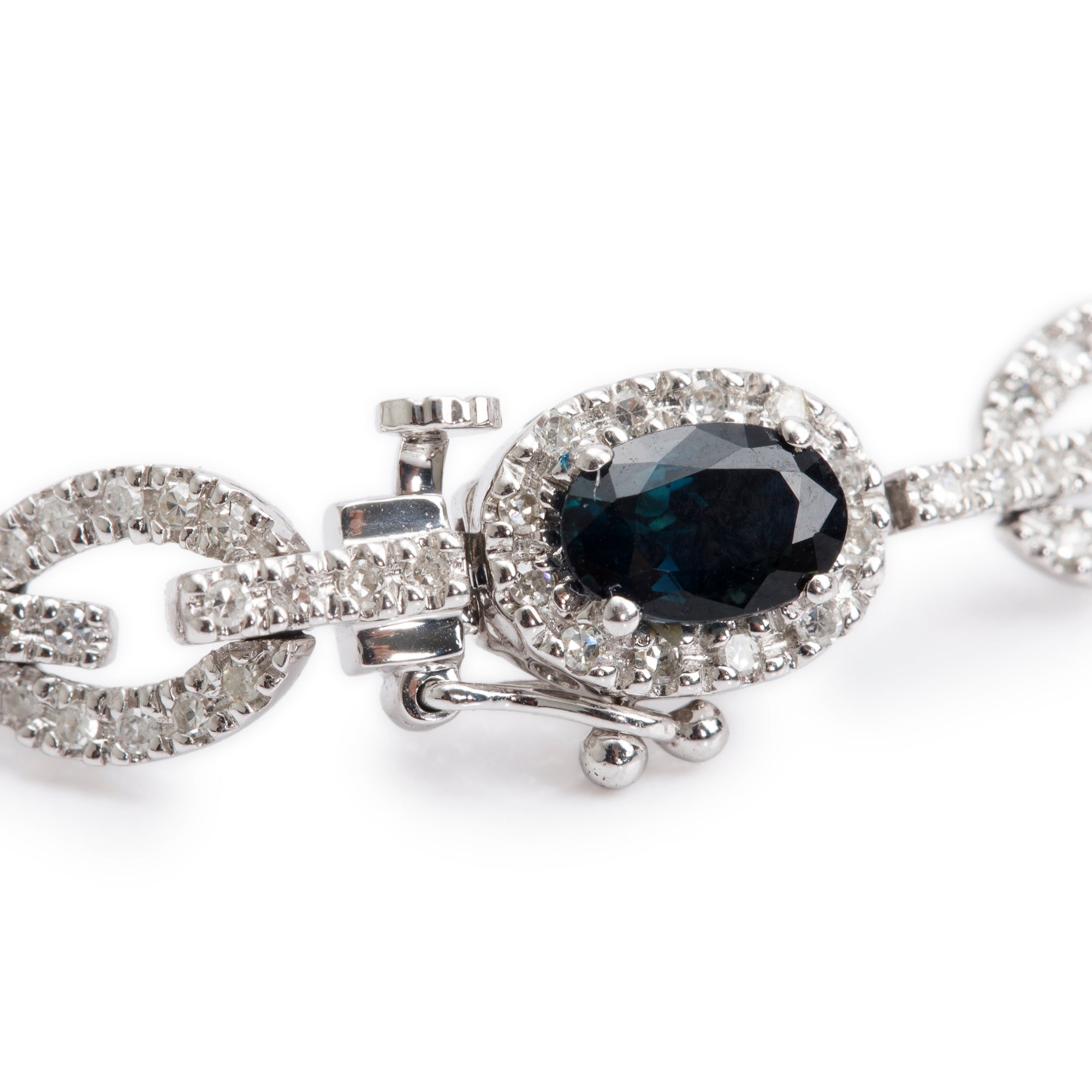 14k White Gold Sapphire & Diamond Bracelet