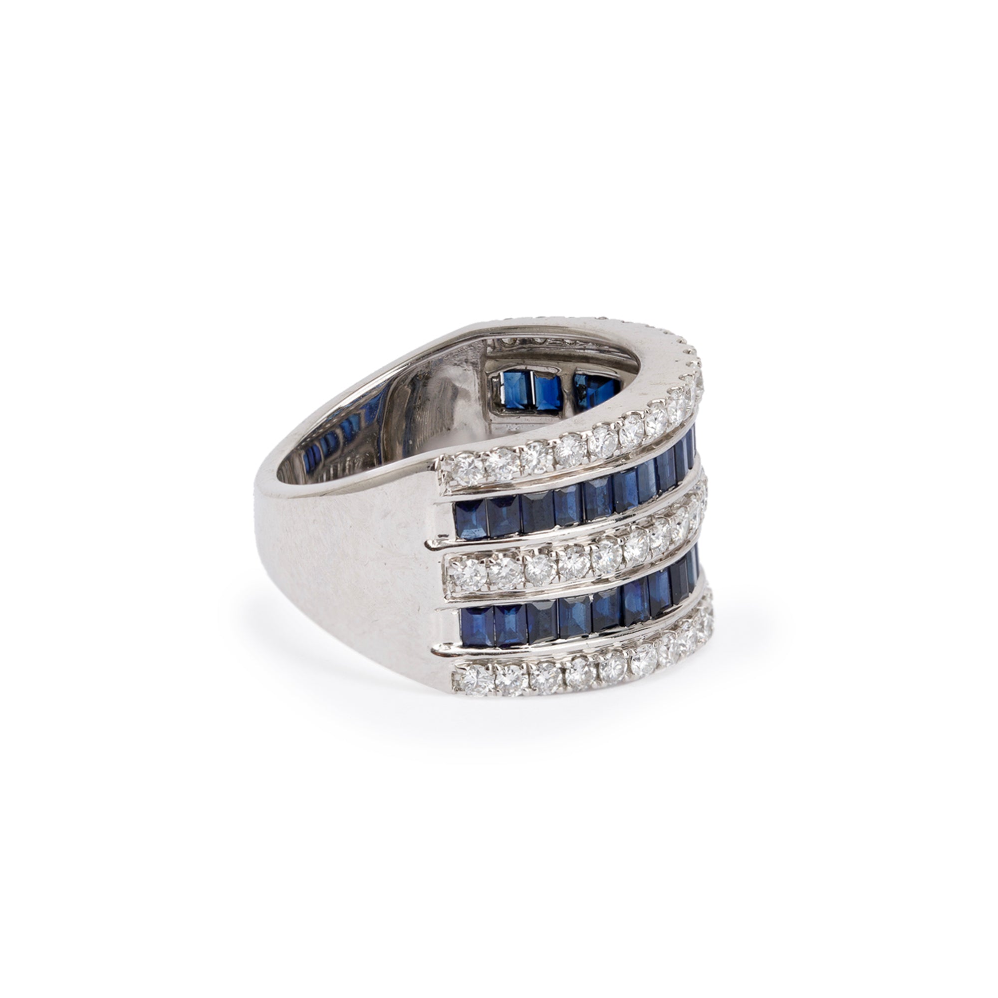 14k White Gold Sapphire & Diamond Cocktail Ring