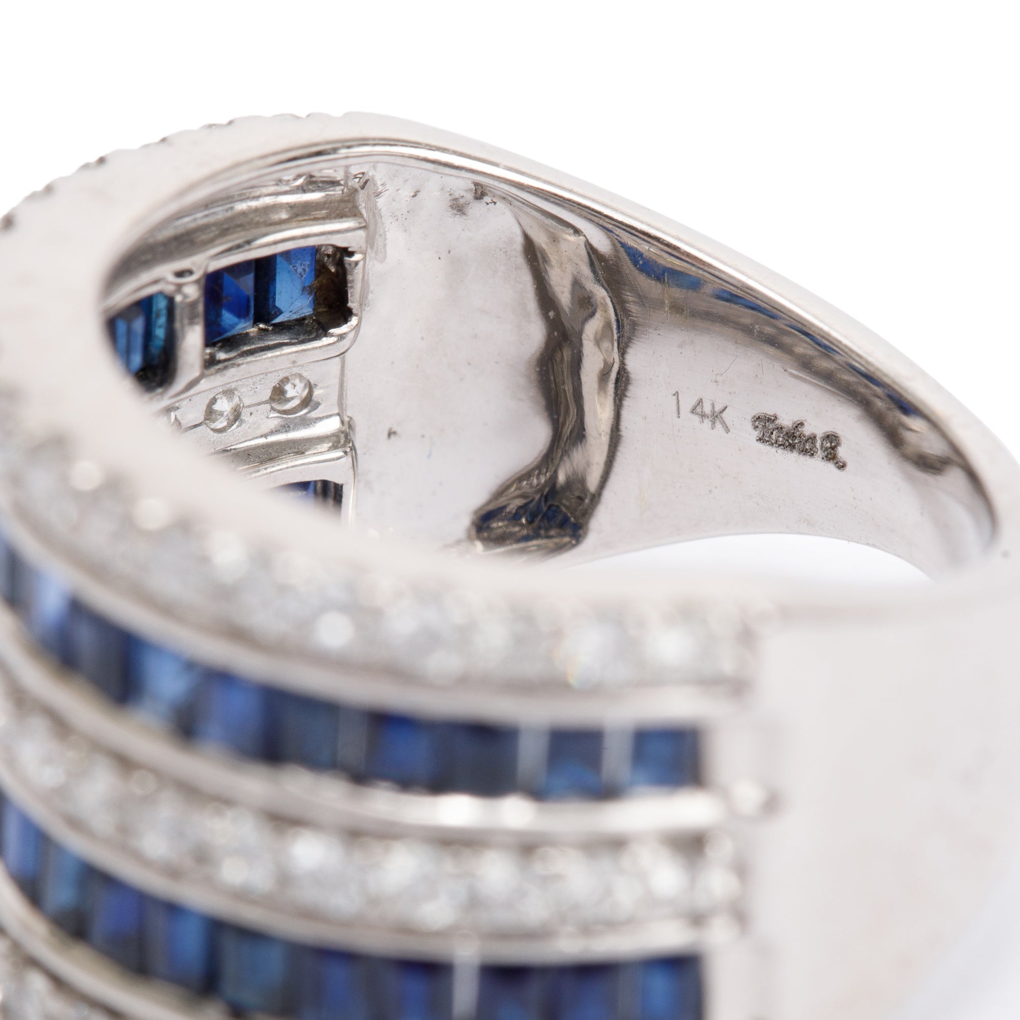14k White Gold Sapphire & Diamond Cocktail Ring