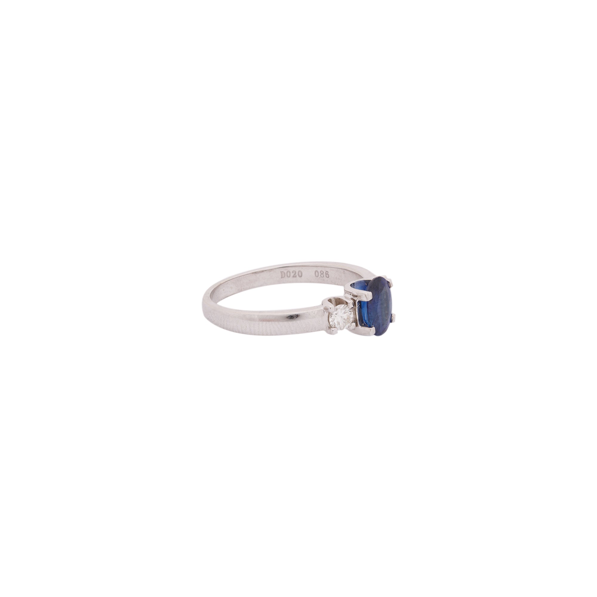 14k White Gold Sapphire & Diamond Three Stone Ring