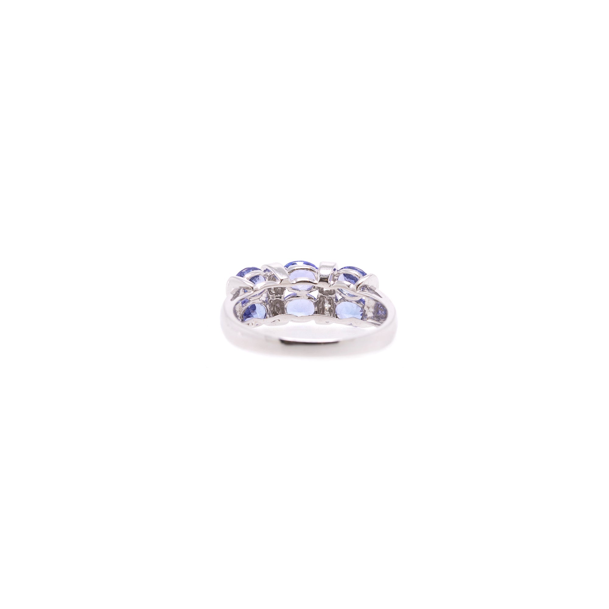 14k White Gold Tanzanite & Diamond Band Ring