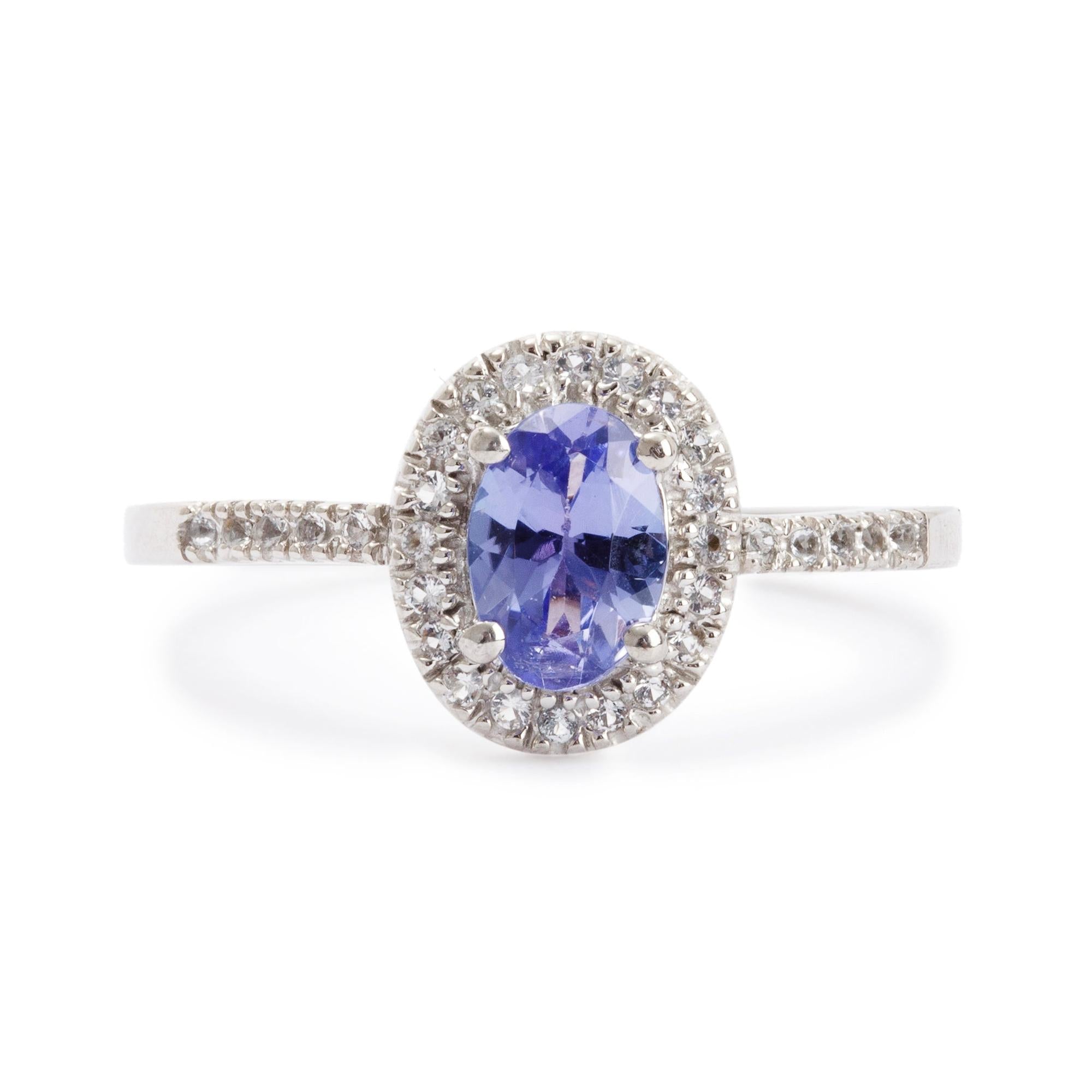 14k White Gold Tanzanite & Diamond Cocktail Ring