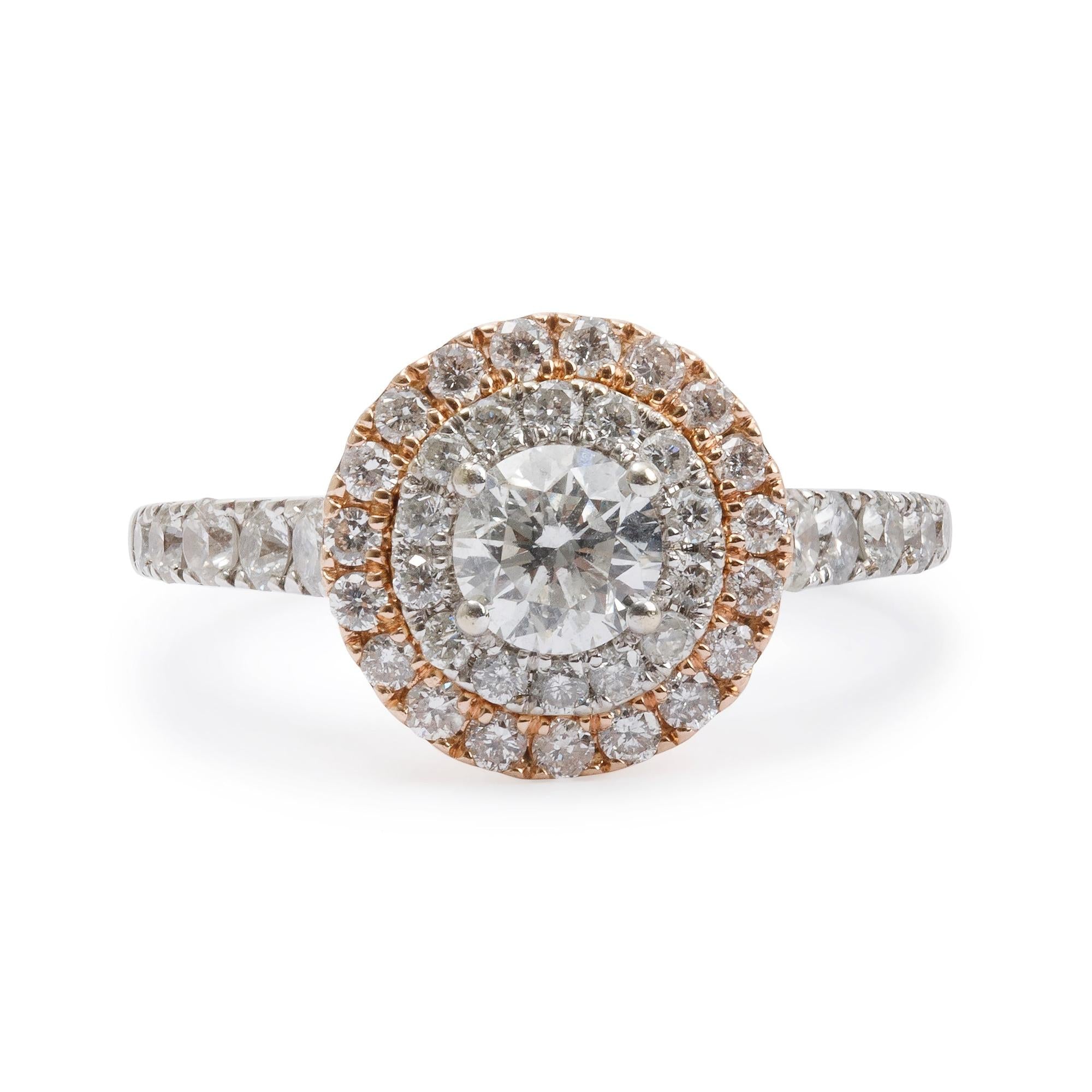 14k White & Rose Gold 1.16 tcw. Diamond Cluster Ring