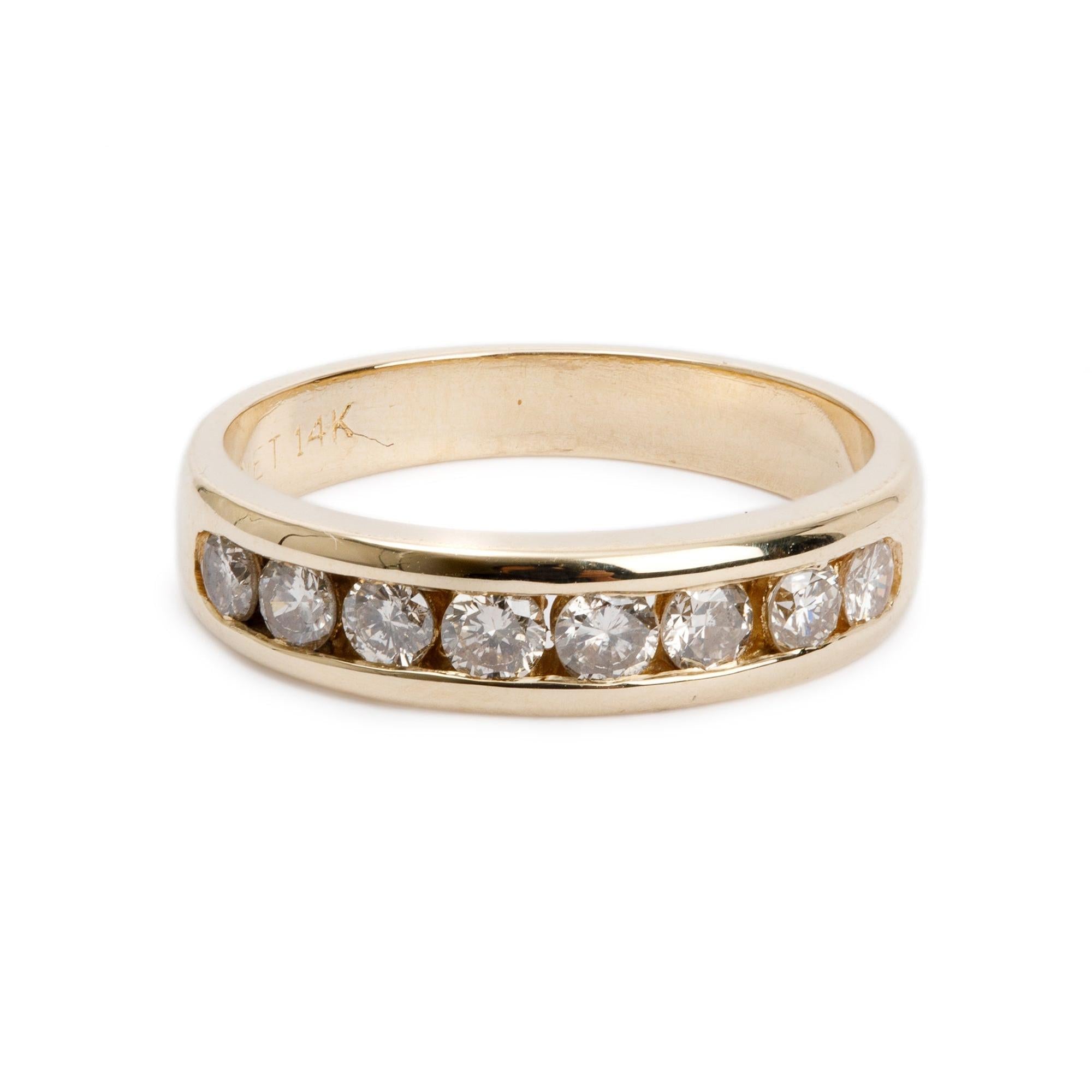 14k Yellow Gold 0.50 tcw. Chanel-Set Diamond Wedding Band Ring, Size 5.5