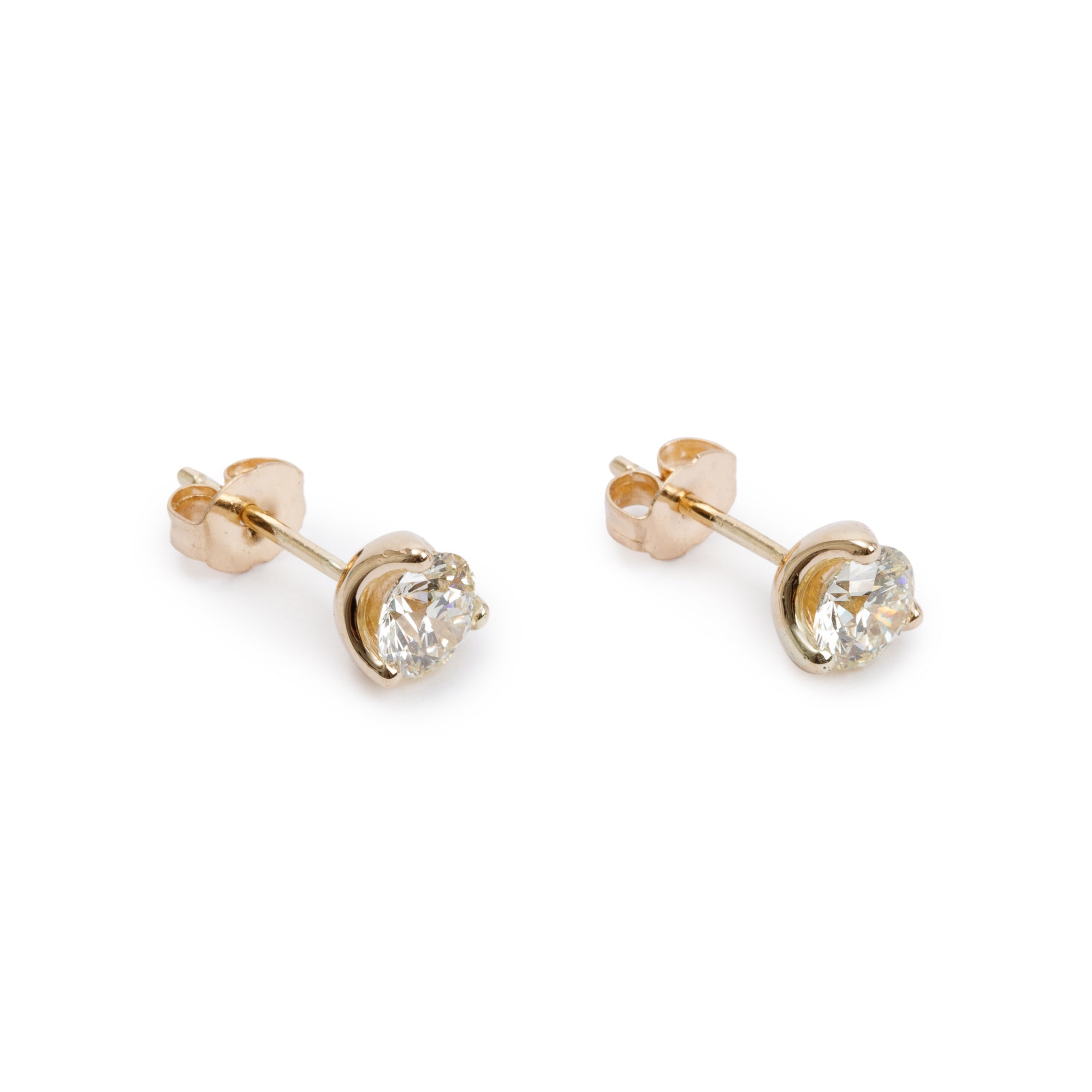 14k Yellow Gold 1.10 tcw. Diamond Stud Earrings