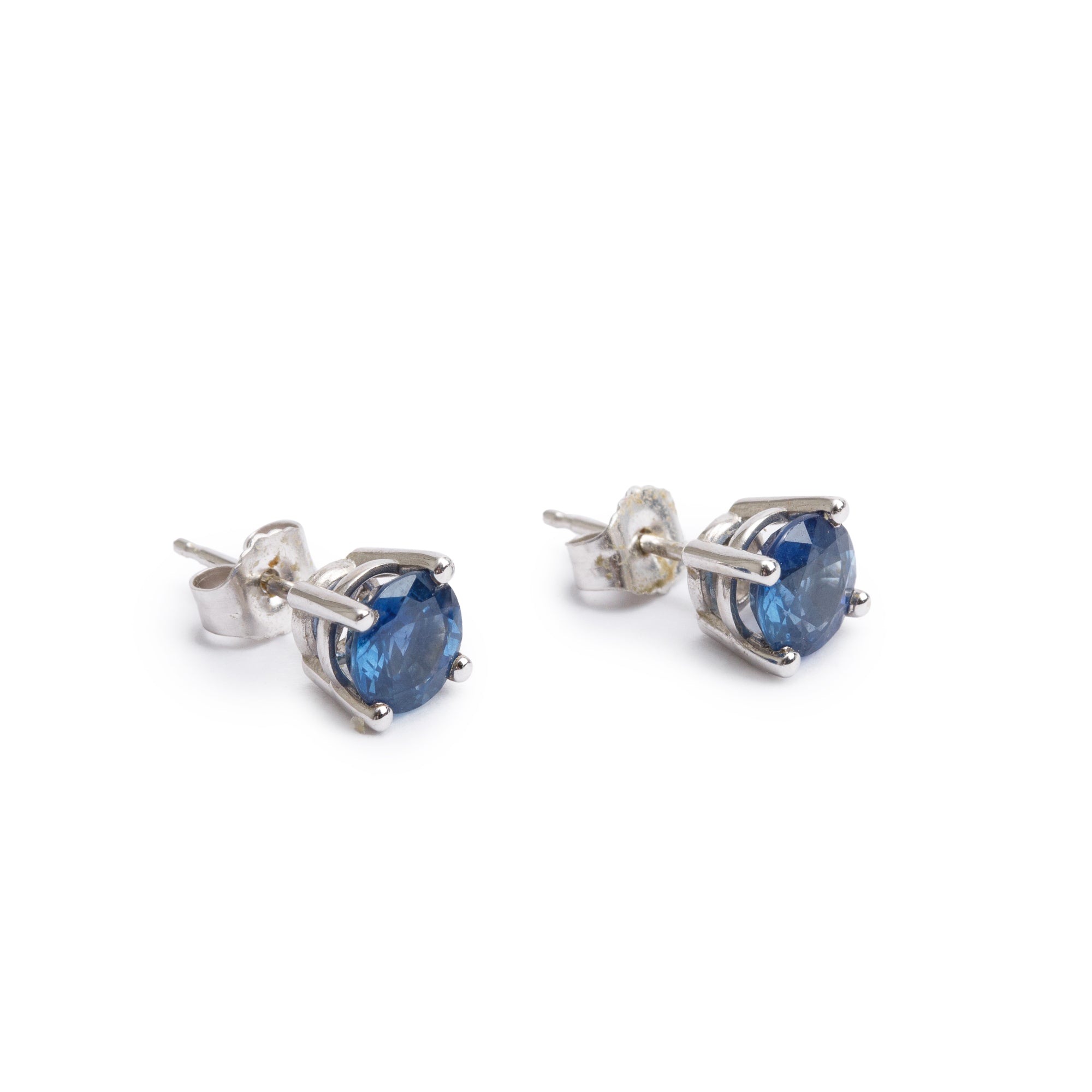 14k Yellow Gold 2.03 tcw. Blue Sapphire Stud Earrings