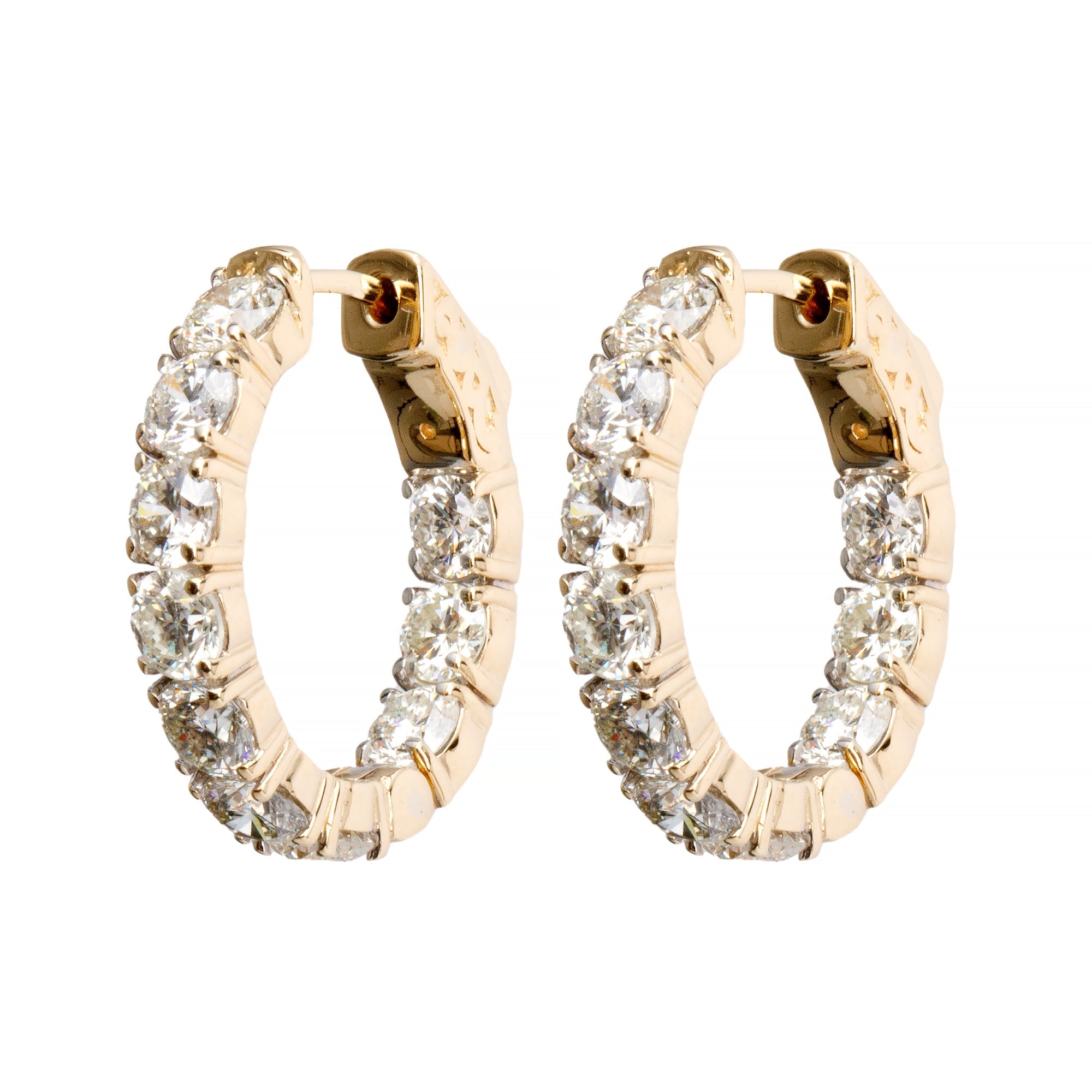 14k Yellow Gold 4.76 tcw. Diamond Hoop Earrings