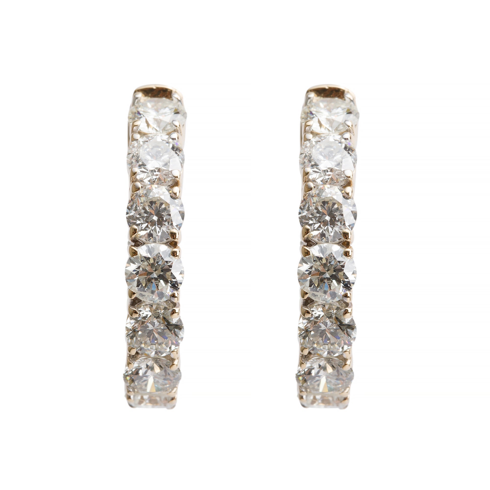 14k Yellow Gold 4.76 tcw. Diamond Hoop Earrings