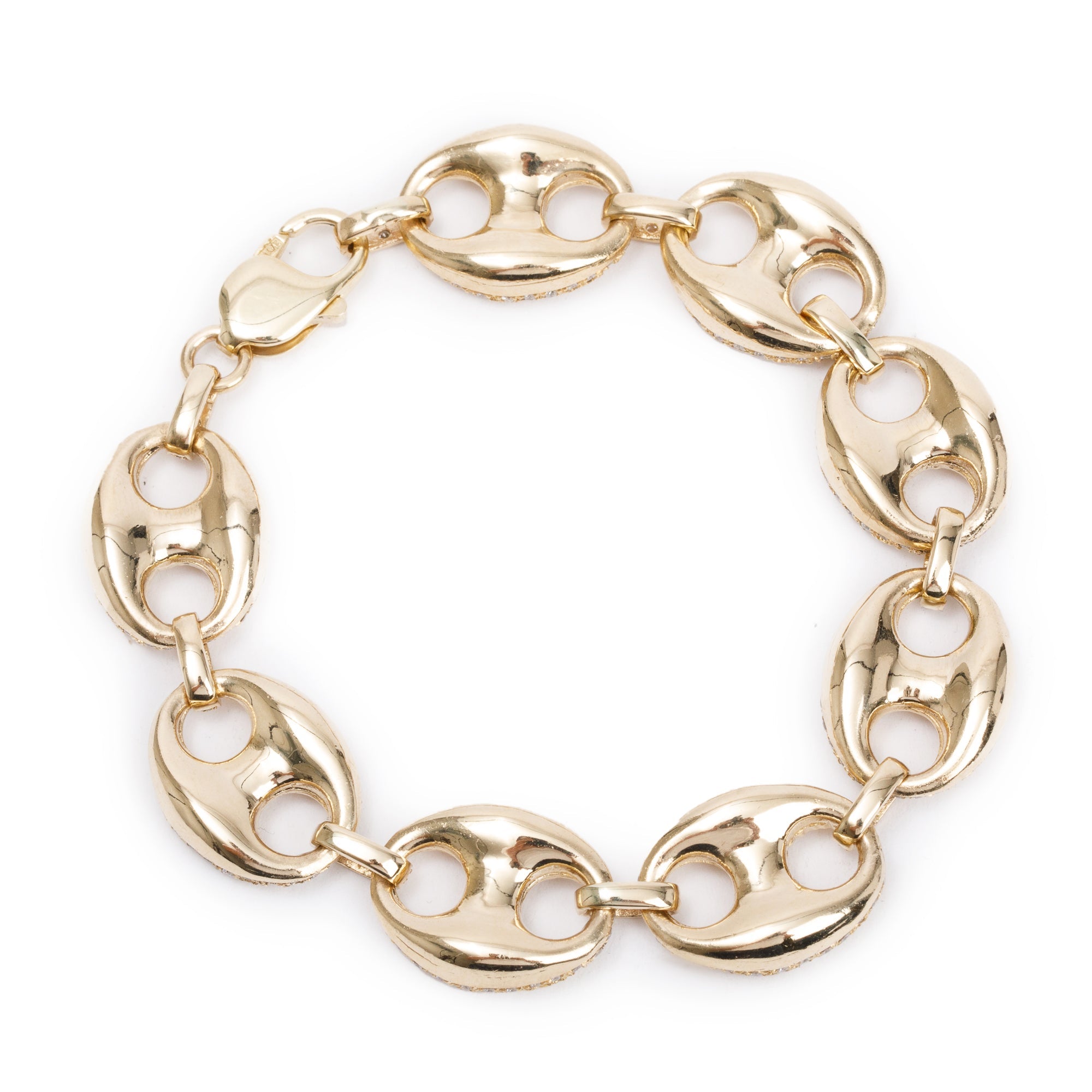 14k Yellow Gold 8.68 tcw. Pave Diamond Puffed Marina Link Bracelet