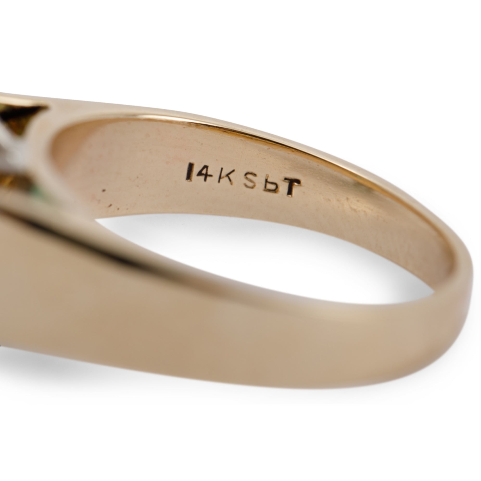 14k Yellow Gold Emerald and Diamond Cocktail Ring