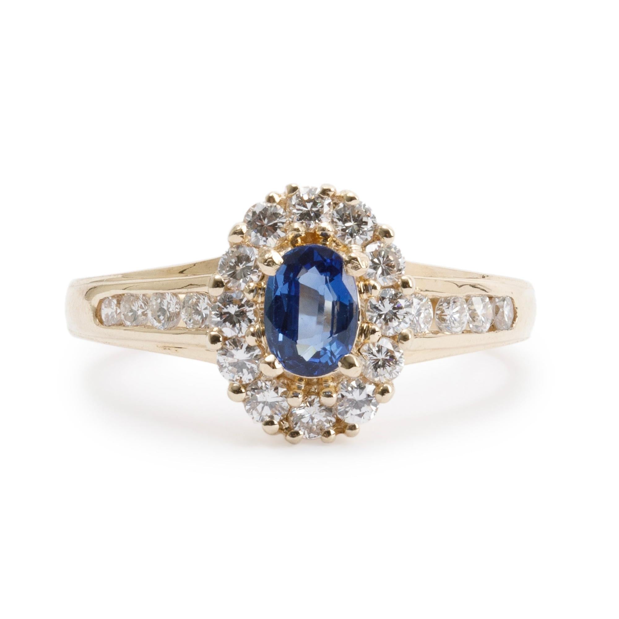 14k Yellow Gold Sapphire & Diamond Cocktail Ring