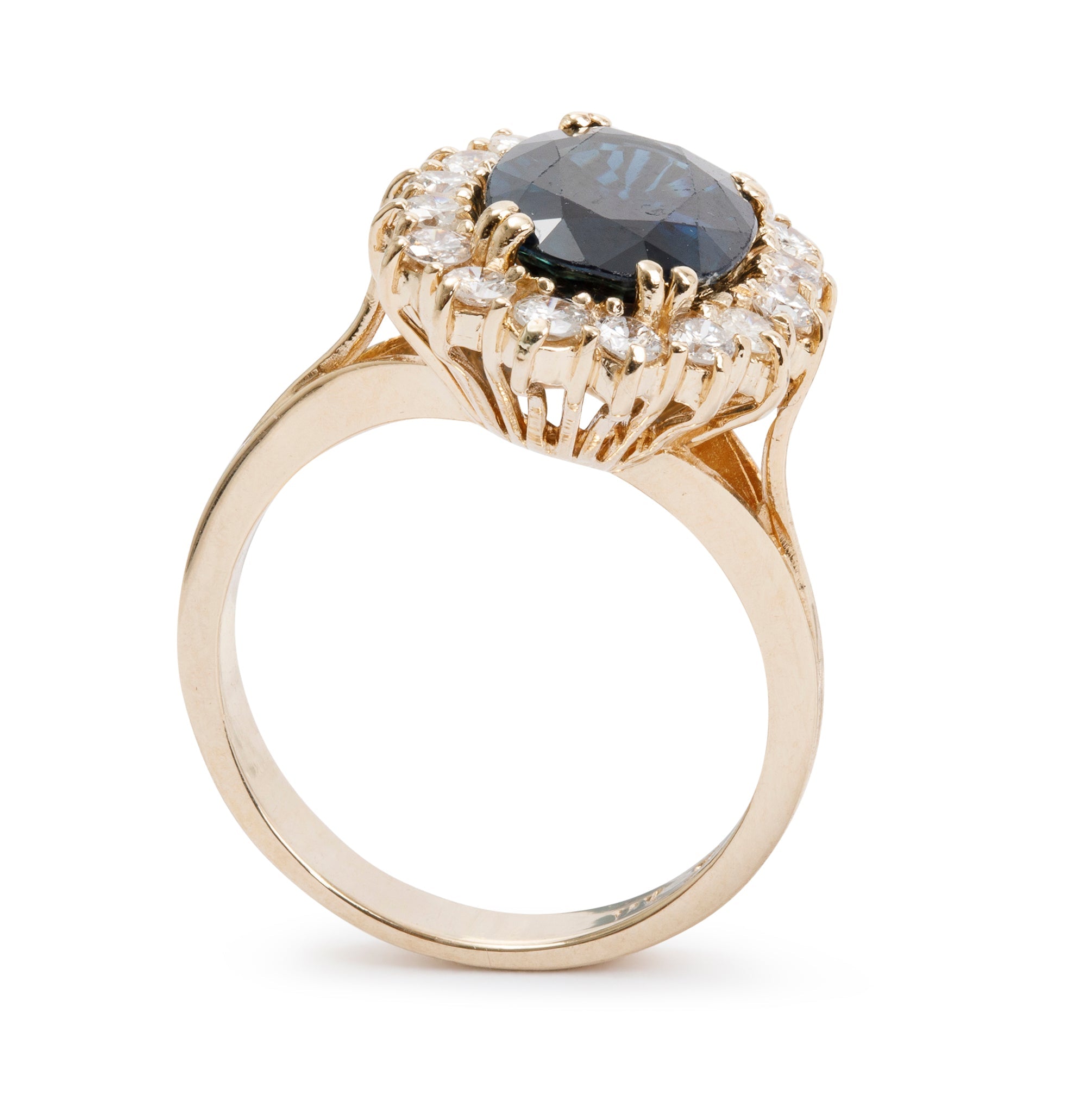 14k Yellow Gold Sapphire & Diamond Ring, Size 6.25