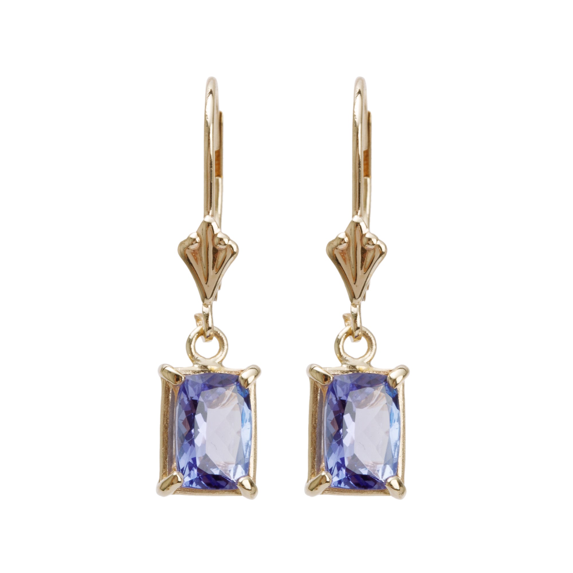 14k Yellow Gold Tanzanite Drop Earrings
