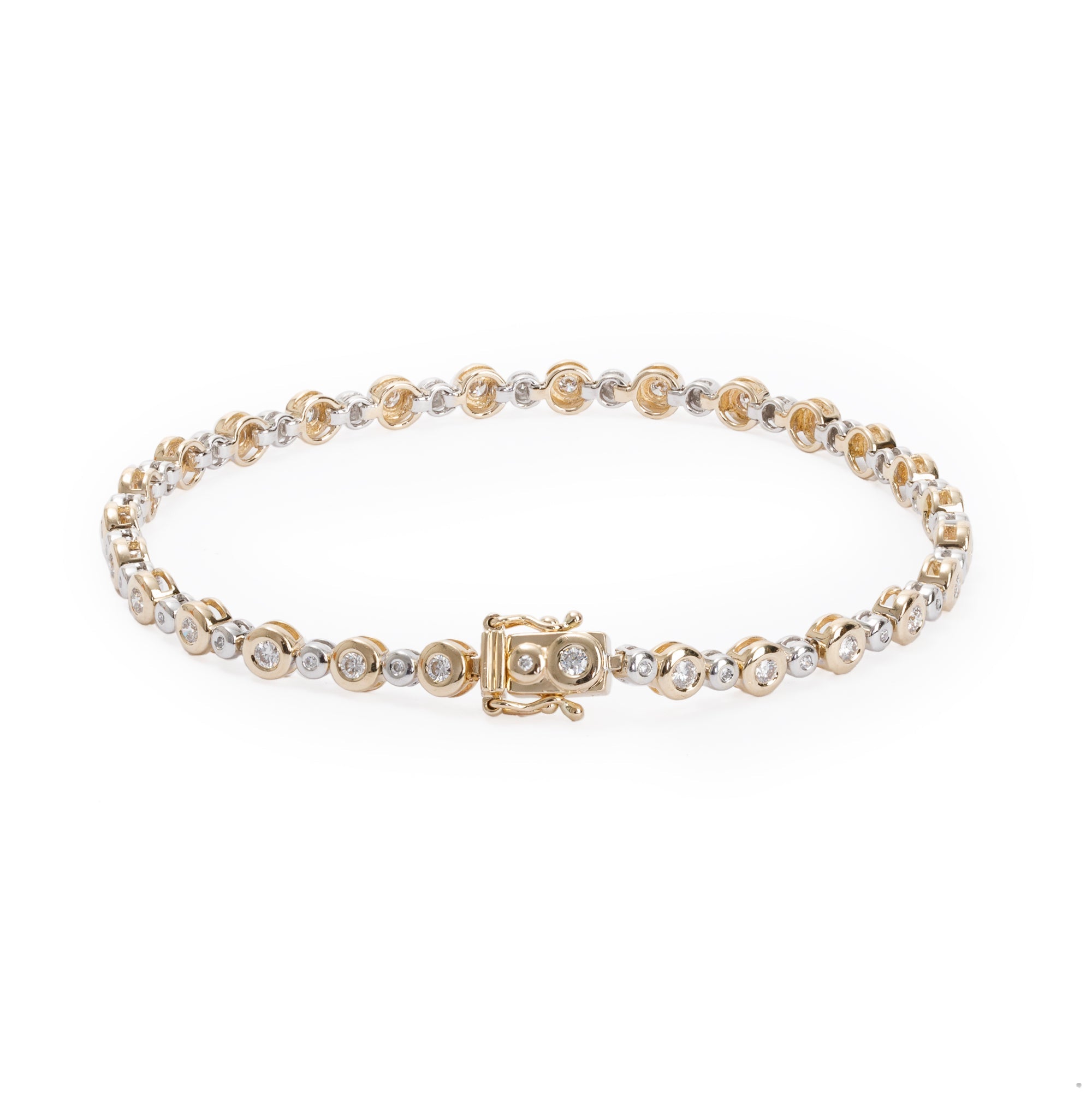 14k Yellow & White Gold 1.13 tcw. Diamond Tennis Bracelet