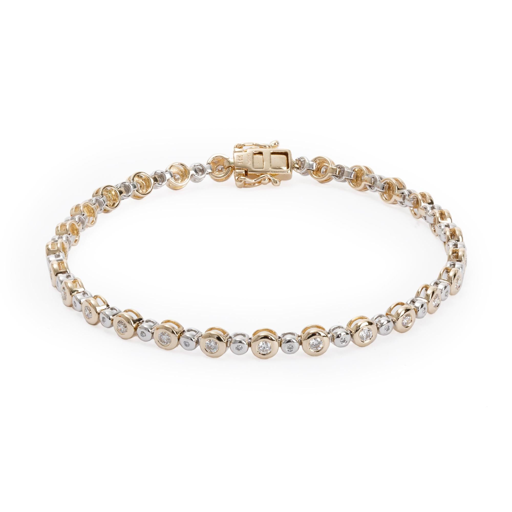 14k Yellow & White Gold 1.13 tcw. Diamond Tennis Bracelet