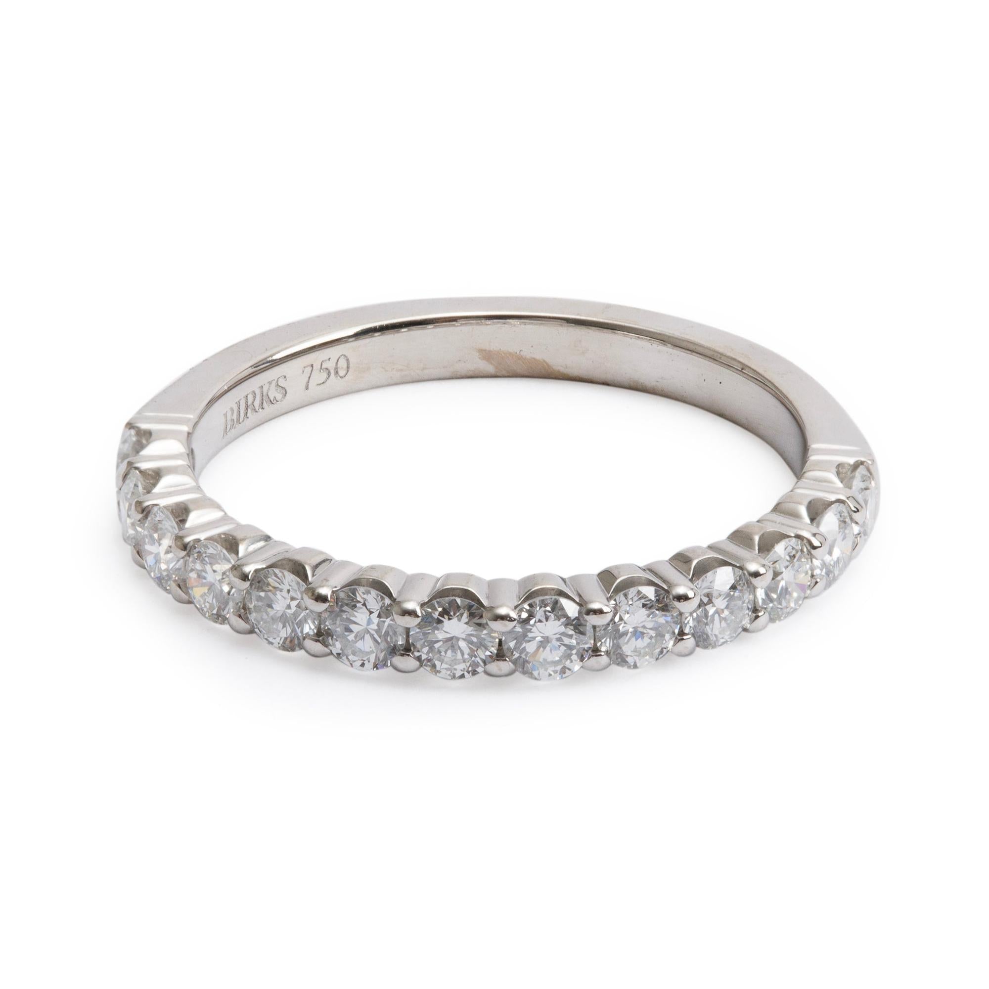 18k White Gold 0.65 tcw. Diamond Half-Eternity Band Ring, Size 5.75