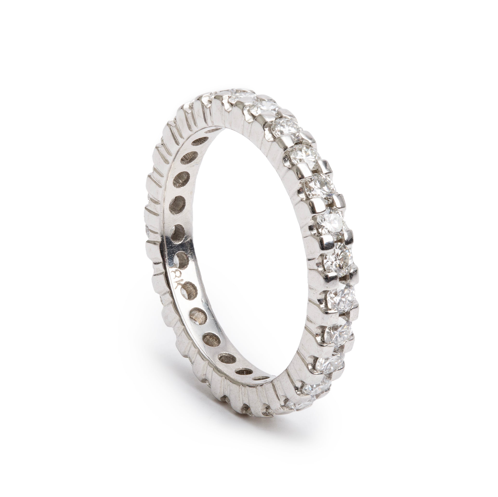 18k White Gold 0.89 tcw. Diamond Eternity Band Ring, Size 4.5