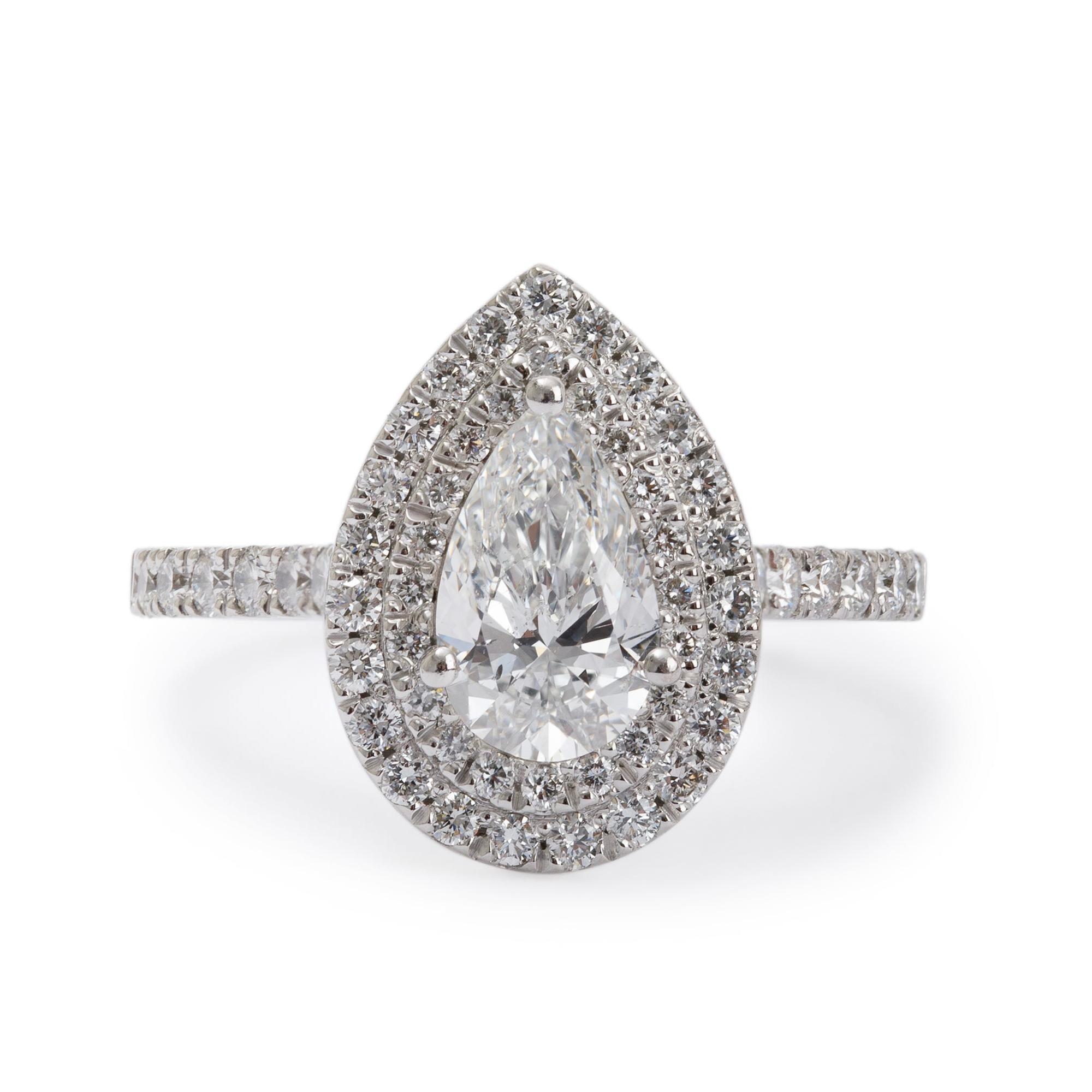 18k White Gold 1.00 ct. Pear Shaped Diamond Engagement Ring