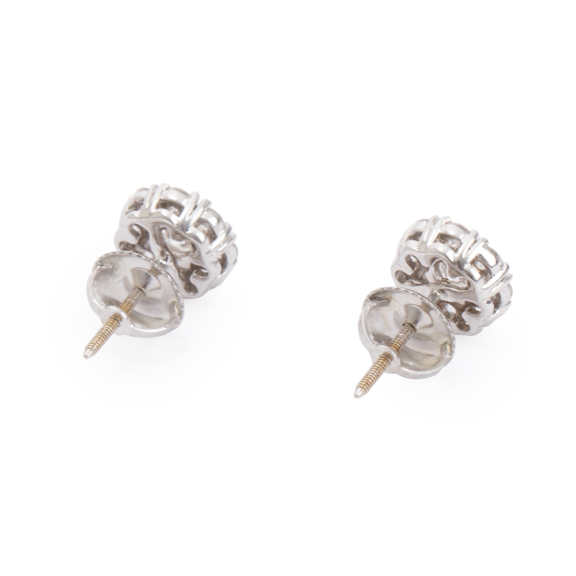 18k White Gold 1.00 tcw Diamond Cluster Stud Earrings