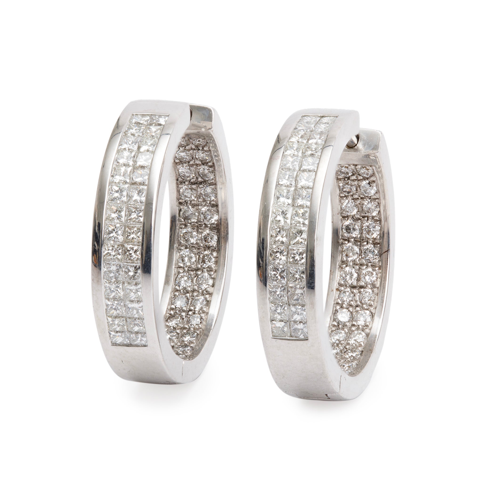 18k White Gold 1.05 tcw. Diamond Hoop Earrings