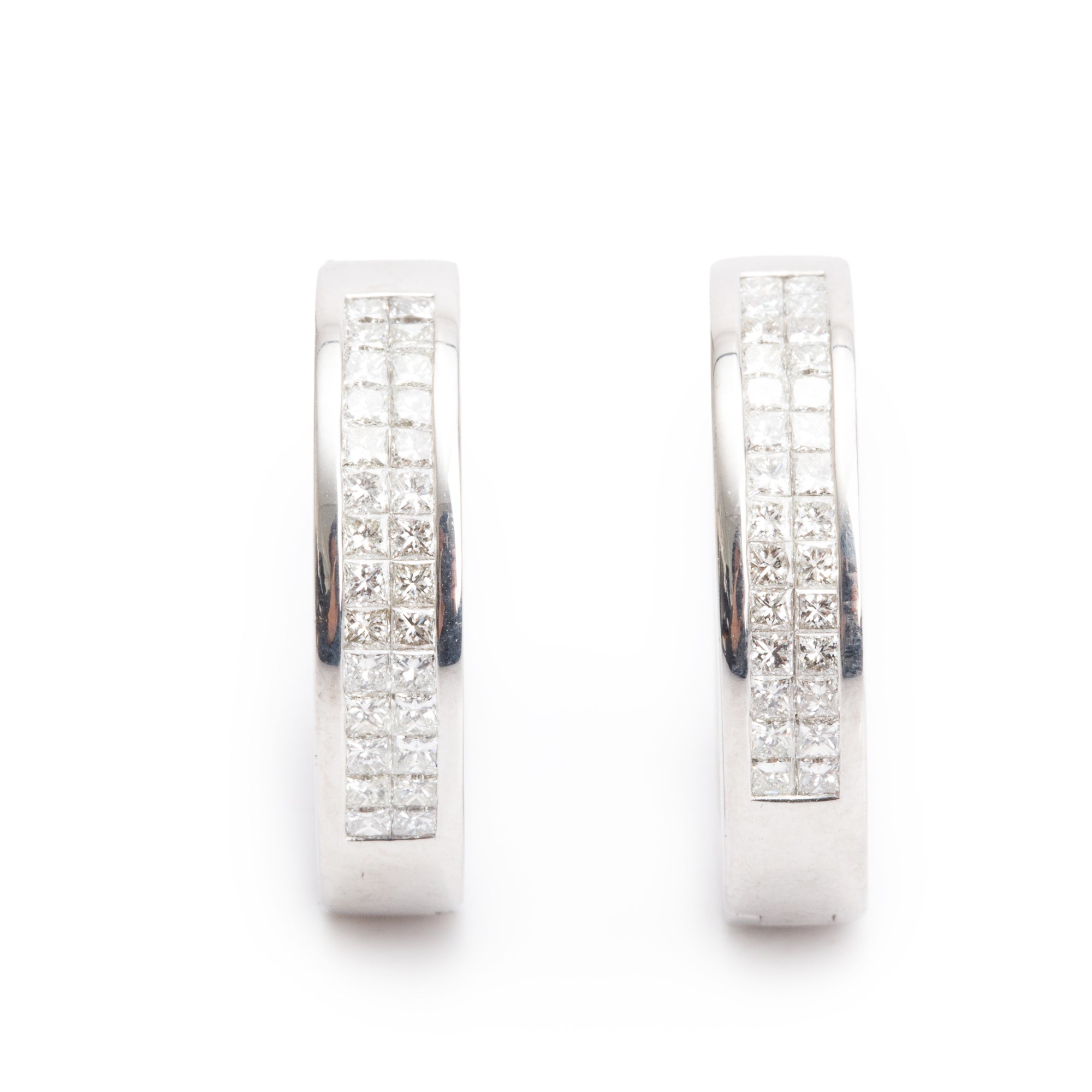 18k White Gold 1.05 tcw. Diamond Hoop Earrings