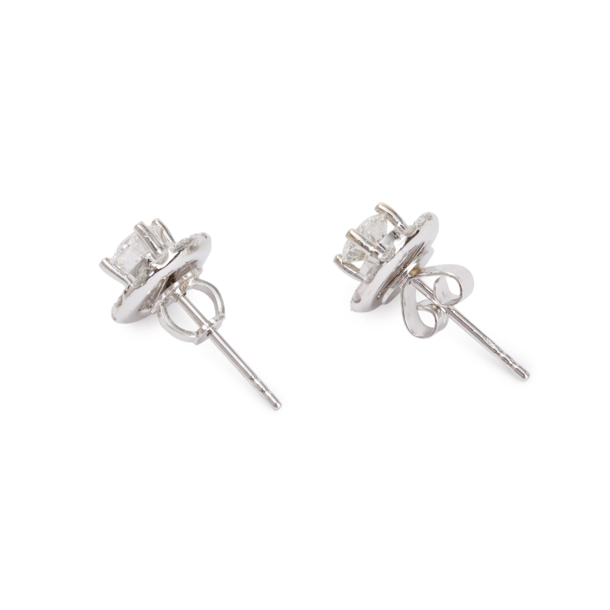 18k White Gold 1.14 tcw. Halo Diamond Stud Earrings