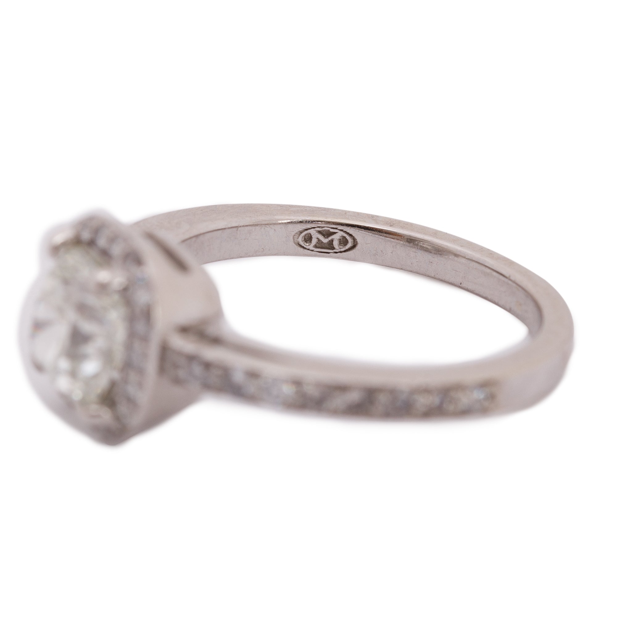 18k White Gold 1.21 ct. Cushions Cut Diamond Engagement Ring