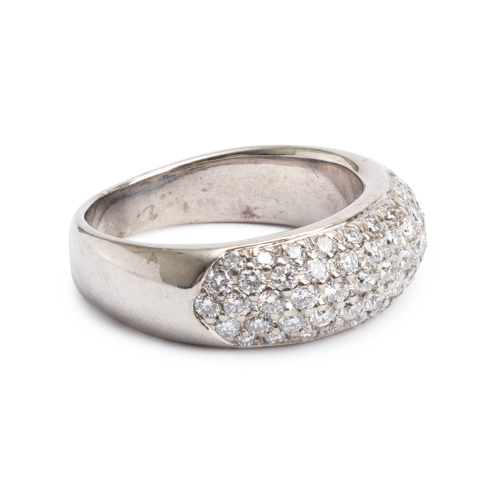 18k White Gold 1.25 tcw. Pave Diamond Band Ring, Size 8