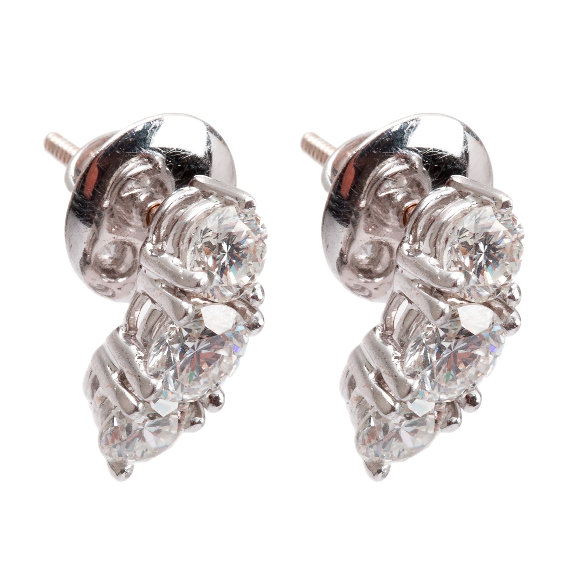18k White Gold 1.42 tcw Diamond Drop Earrings