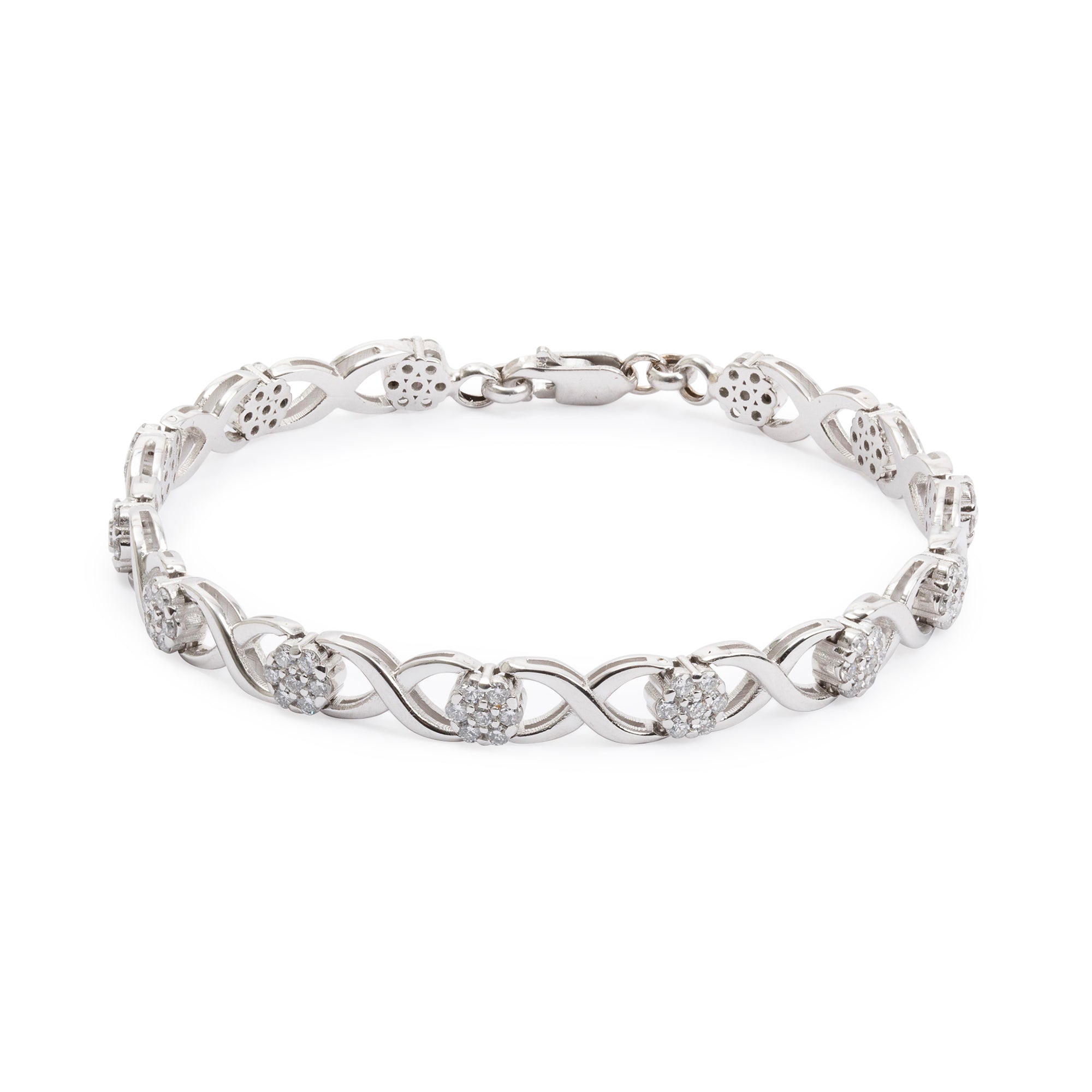18k White Gold 1.82 tcw. Diamond Link Bracelet