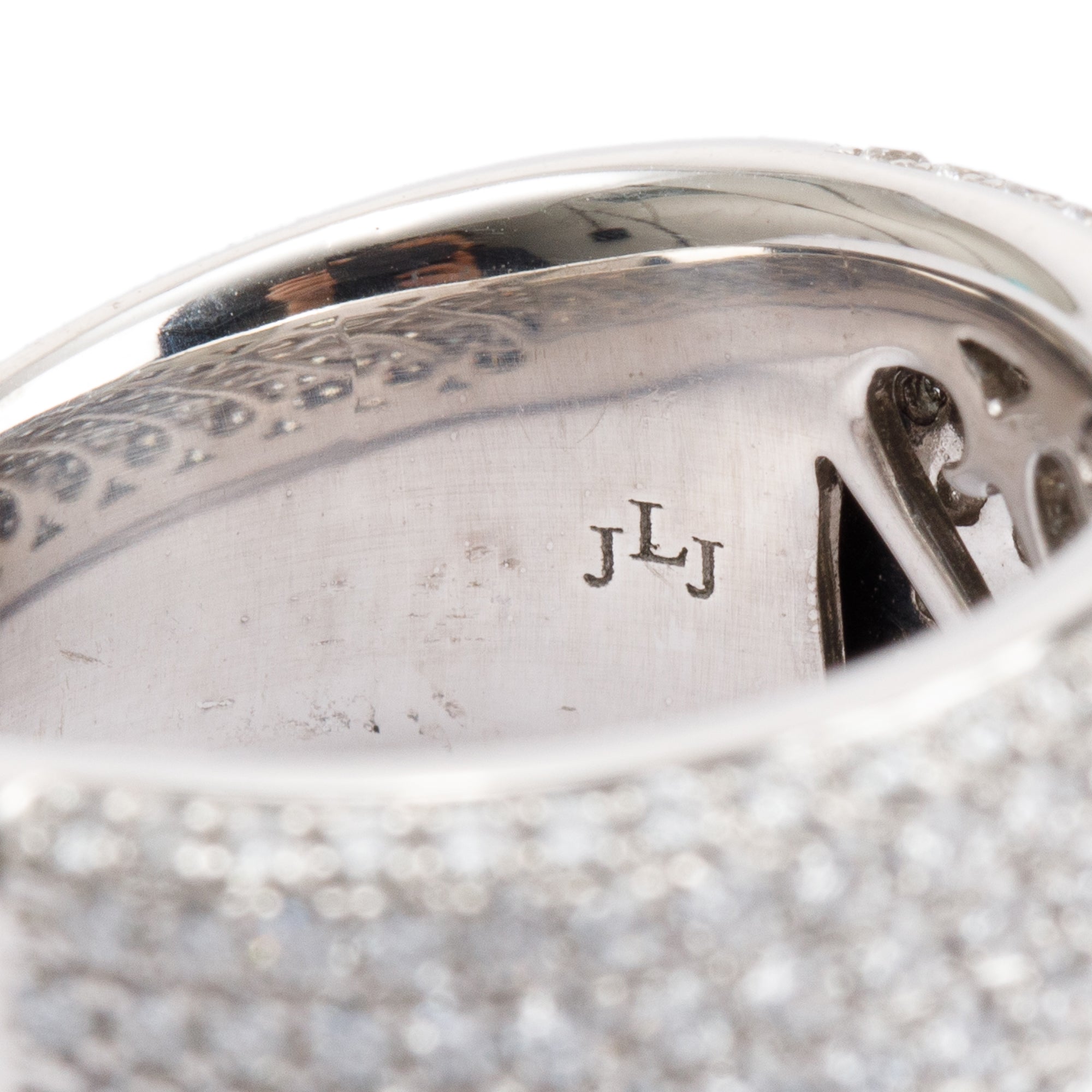18k White Gold 1.89 tcw. Pave Diamond Wide Band Ring, Size 6