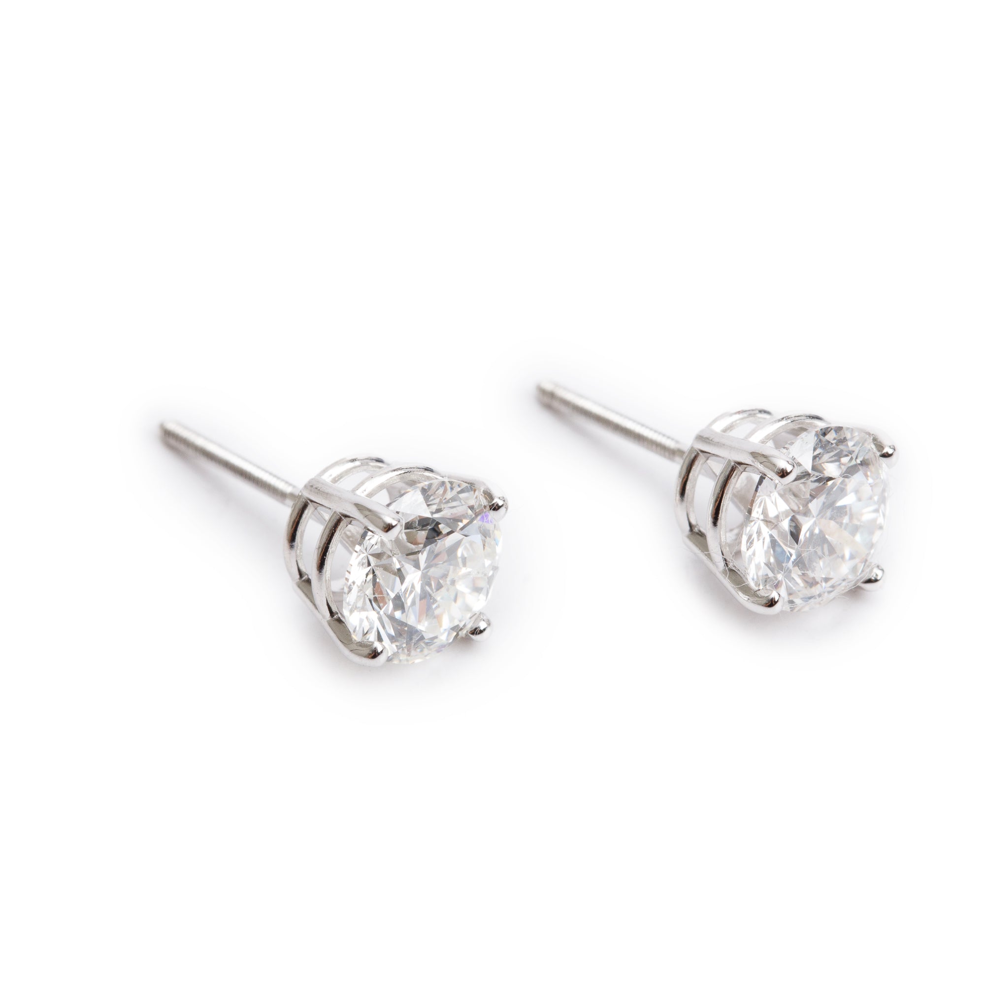 18k White Gold 2.01 tcw. Diamond Stud Earrings