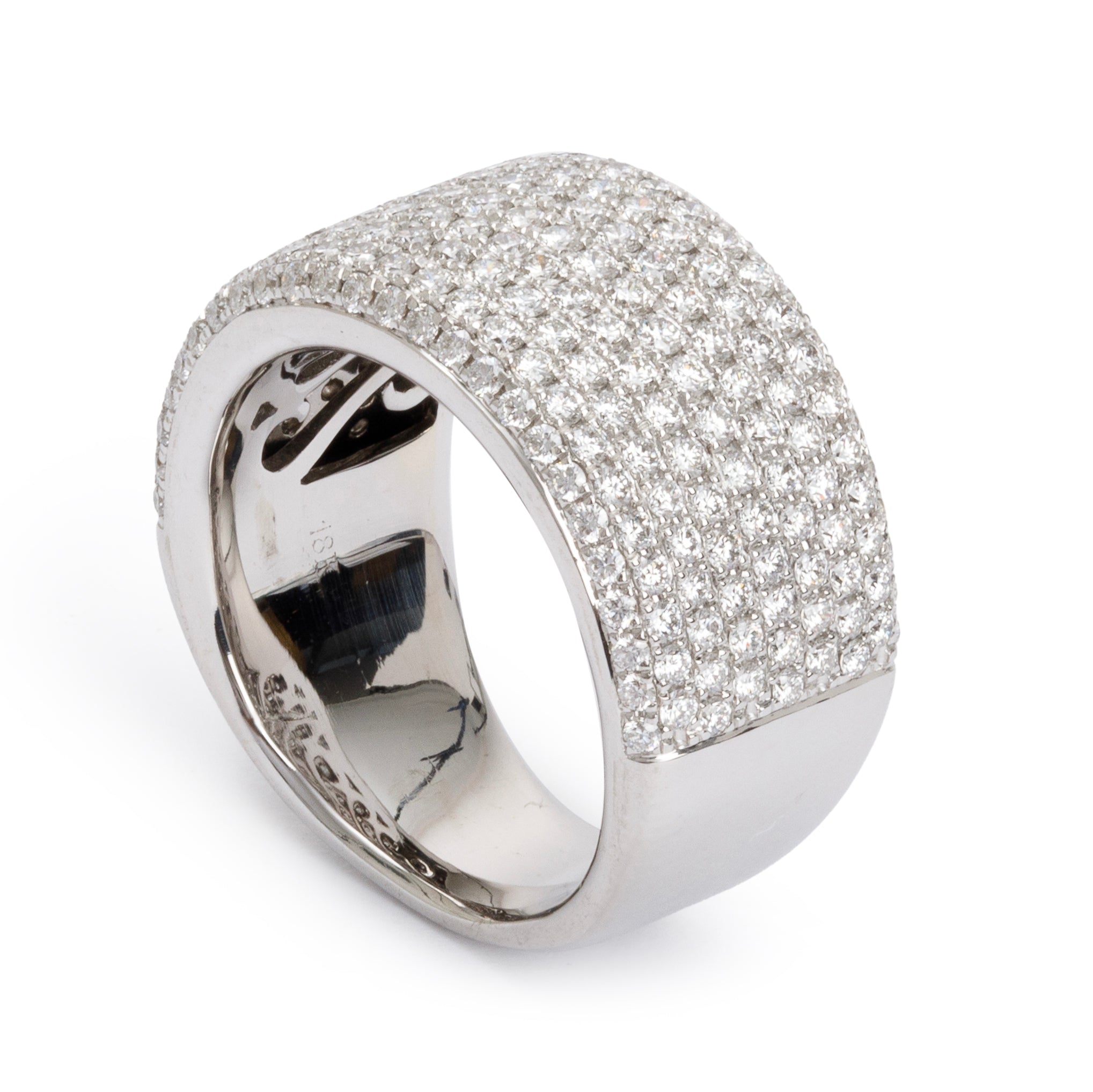 18k White Gold 2.60 tcw. Pave Diamond Wide Band Ring, Size 6.75