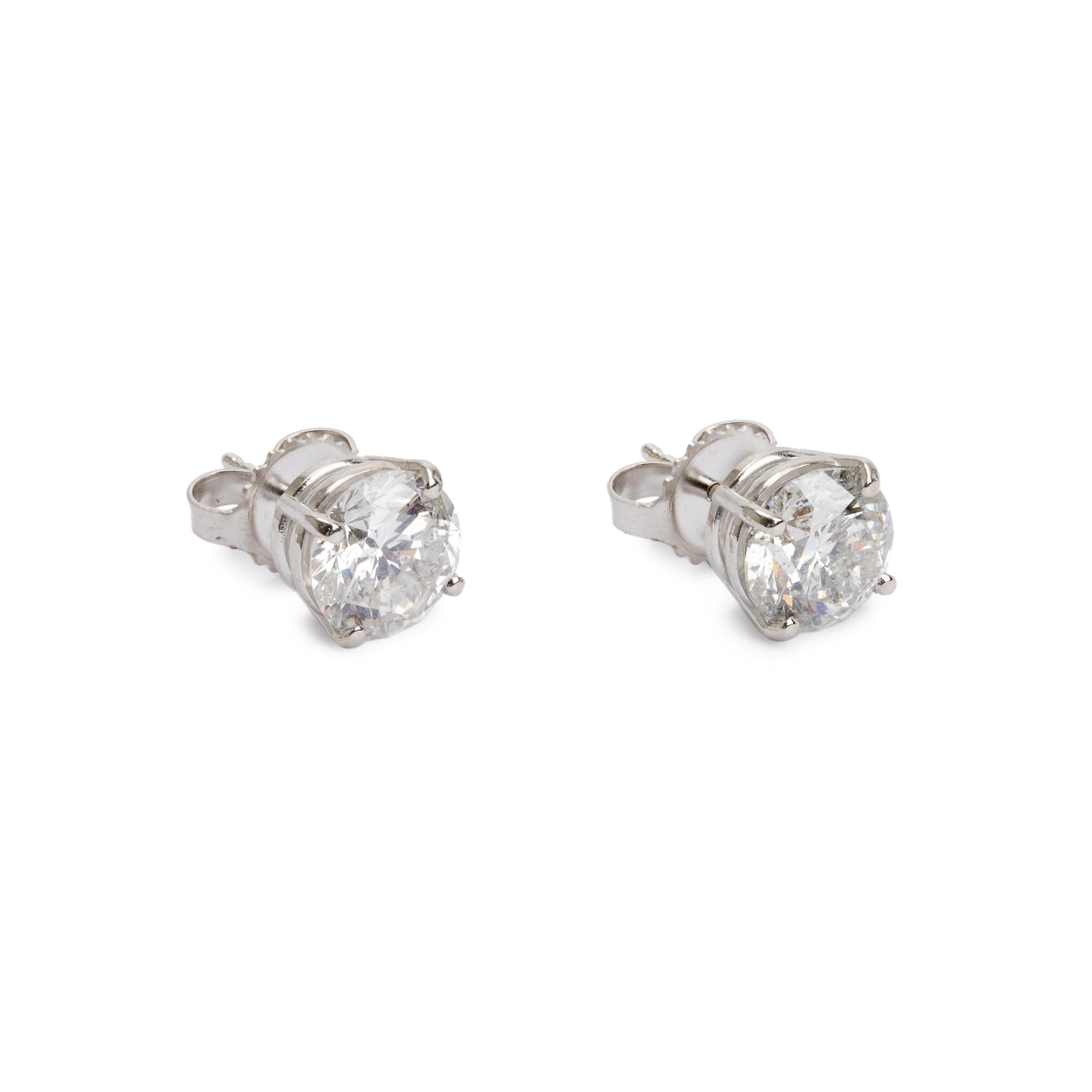 18k White Gold 2.98 tcw. Diamond Stud Earrings