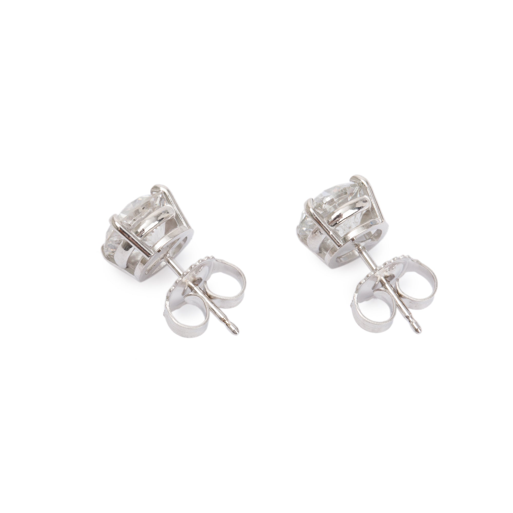 18k White Gold 2.98 tcw. Diamond Stud Earrings