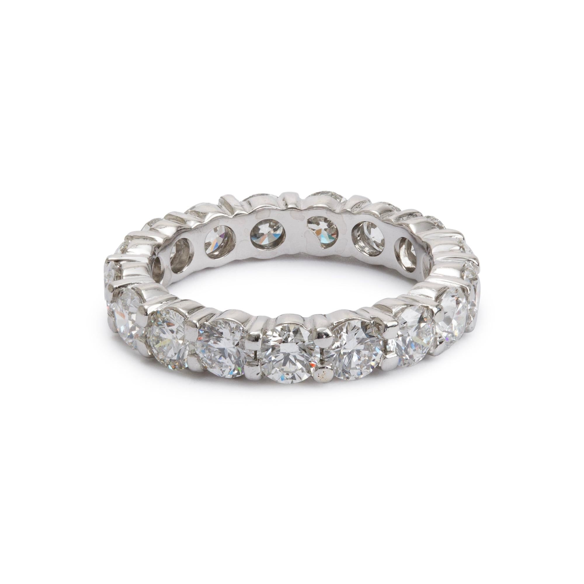 18k White Gold 3.01 tcw. Diamond Eternity Band Ring, Size 6