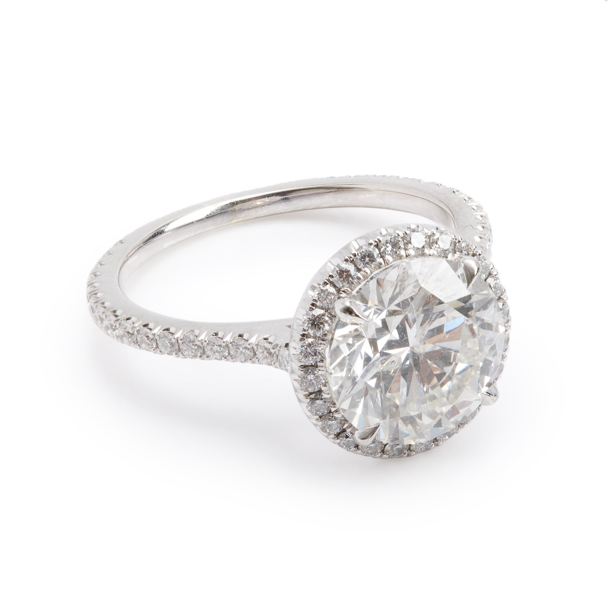 18k White Gold 3.77 tcw. Diamond Halo Top Engagement Ring, 6.25