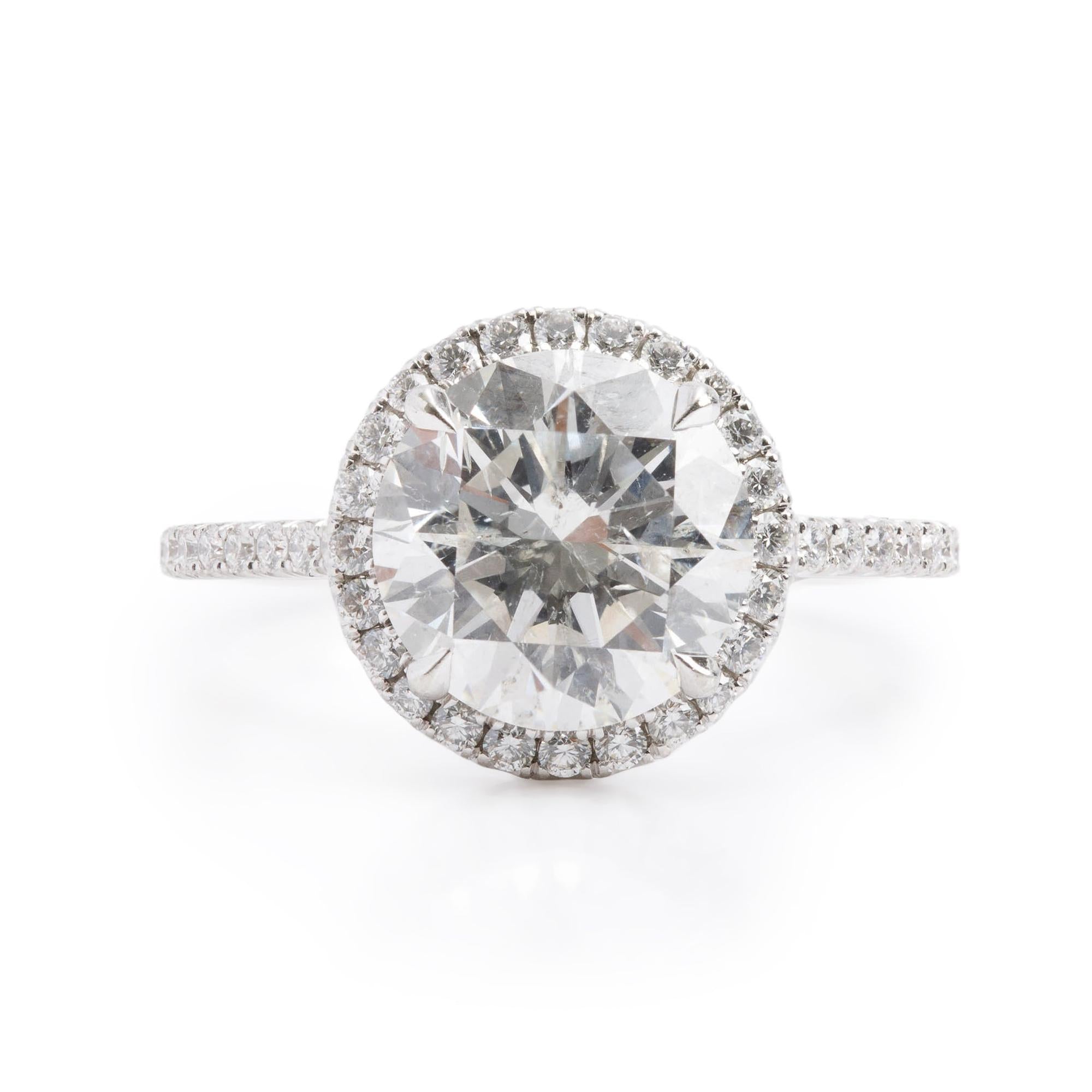 18k White Gold 3.77 tcw. Diamond Halo Top Engagement Ring, 6.25