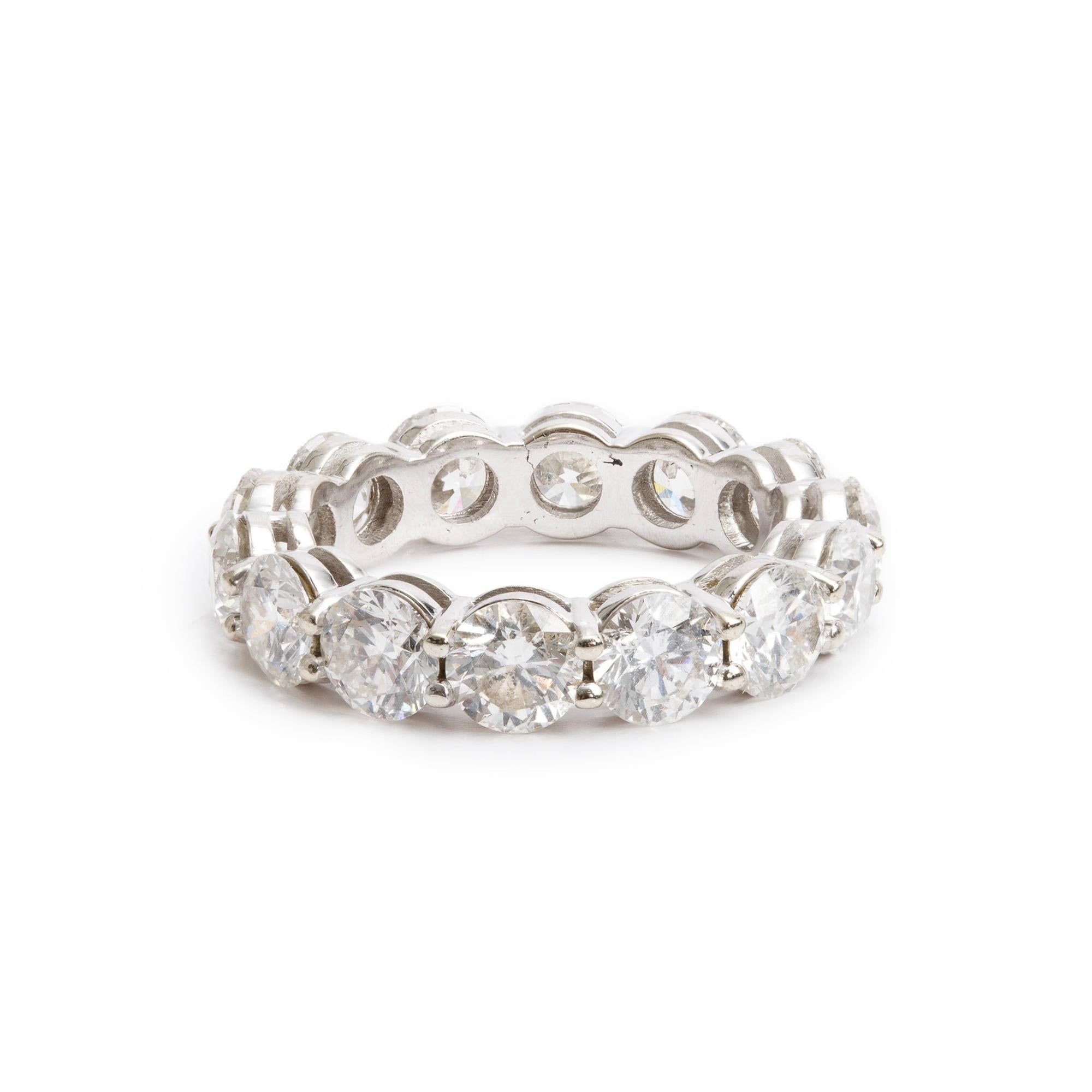 18k White Gold 5.17 tcw. Diamond Eternity Band Ring, Size 5.5