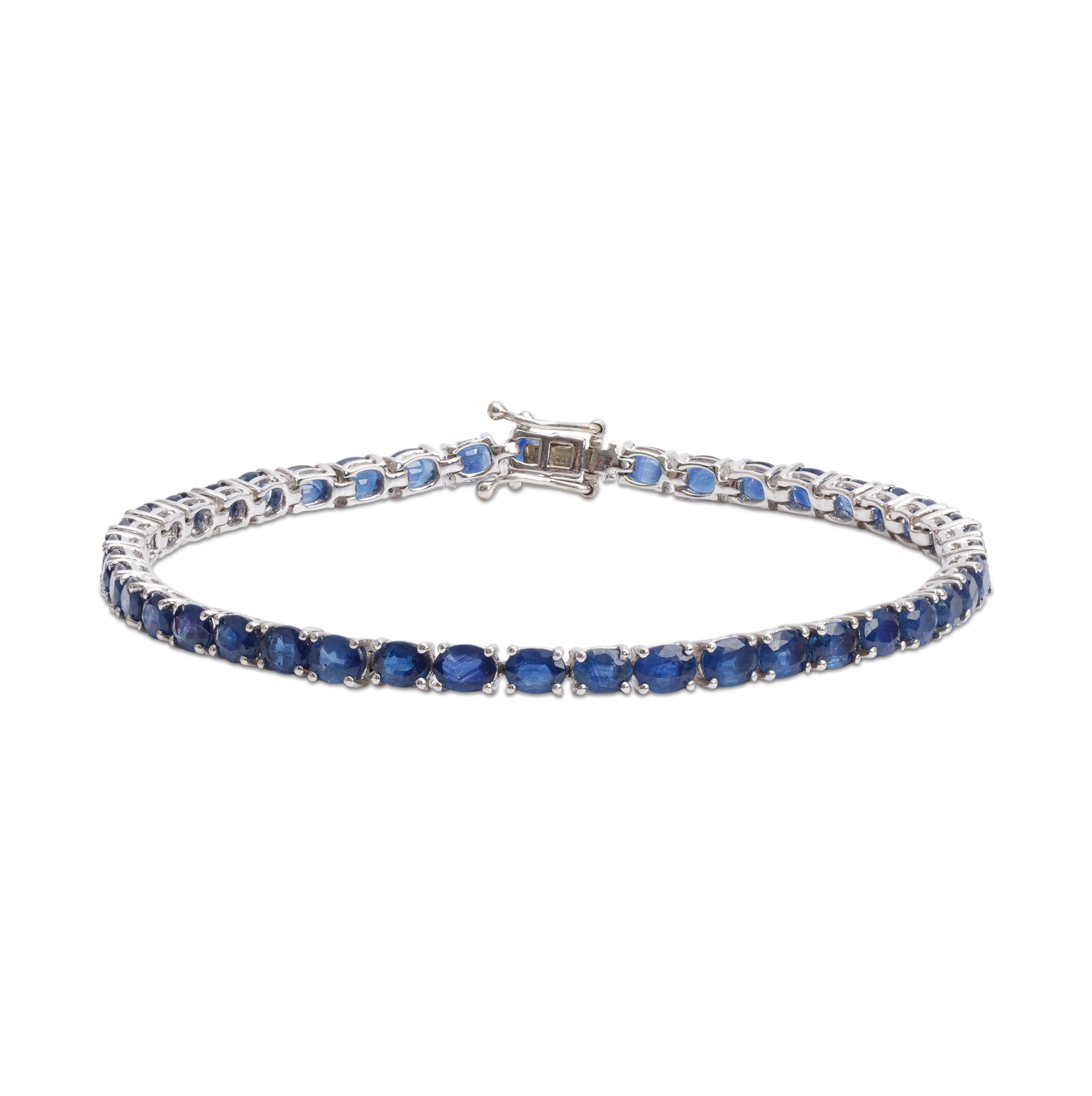 18k White Gold 8.89 tcw. Sapphire Tennis Bracelet