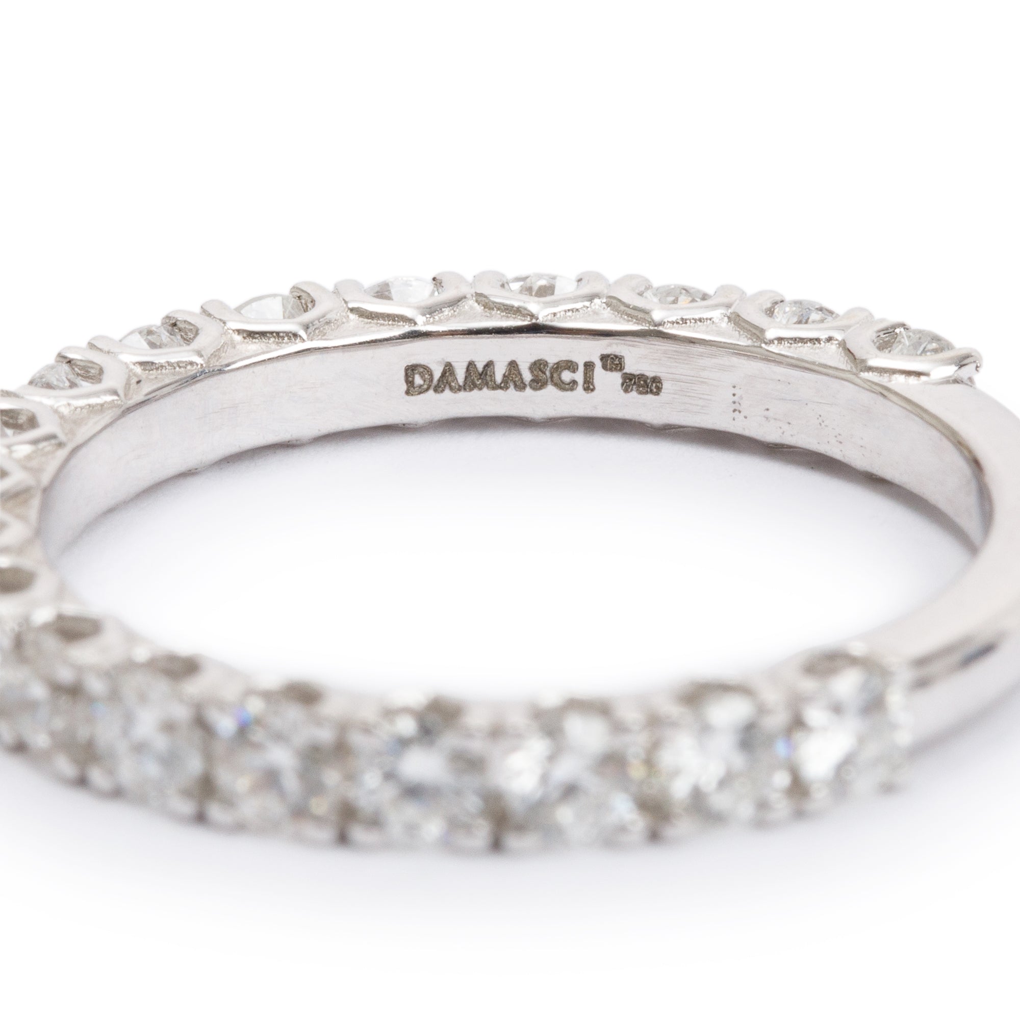 18k White Gold Diamond Band Ring, Size 8