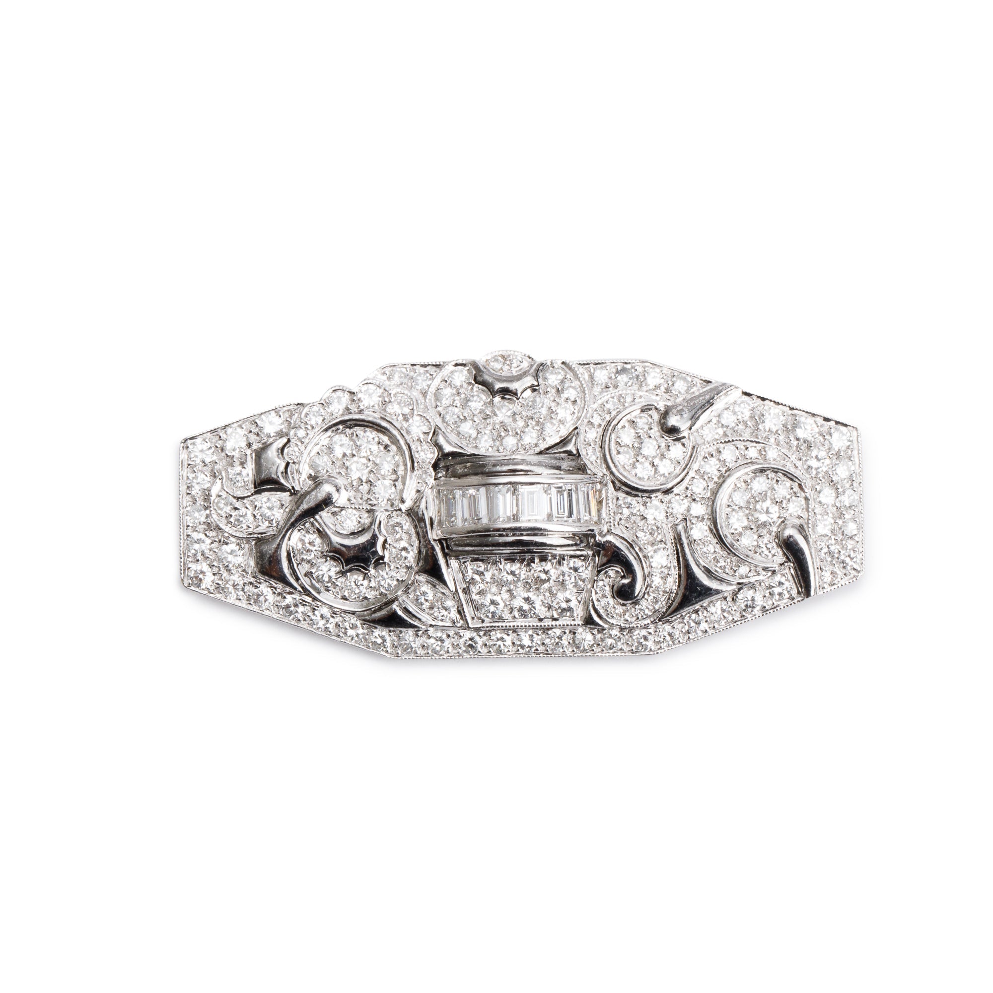 18k White Gold Diamond Pin Brooch