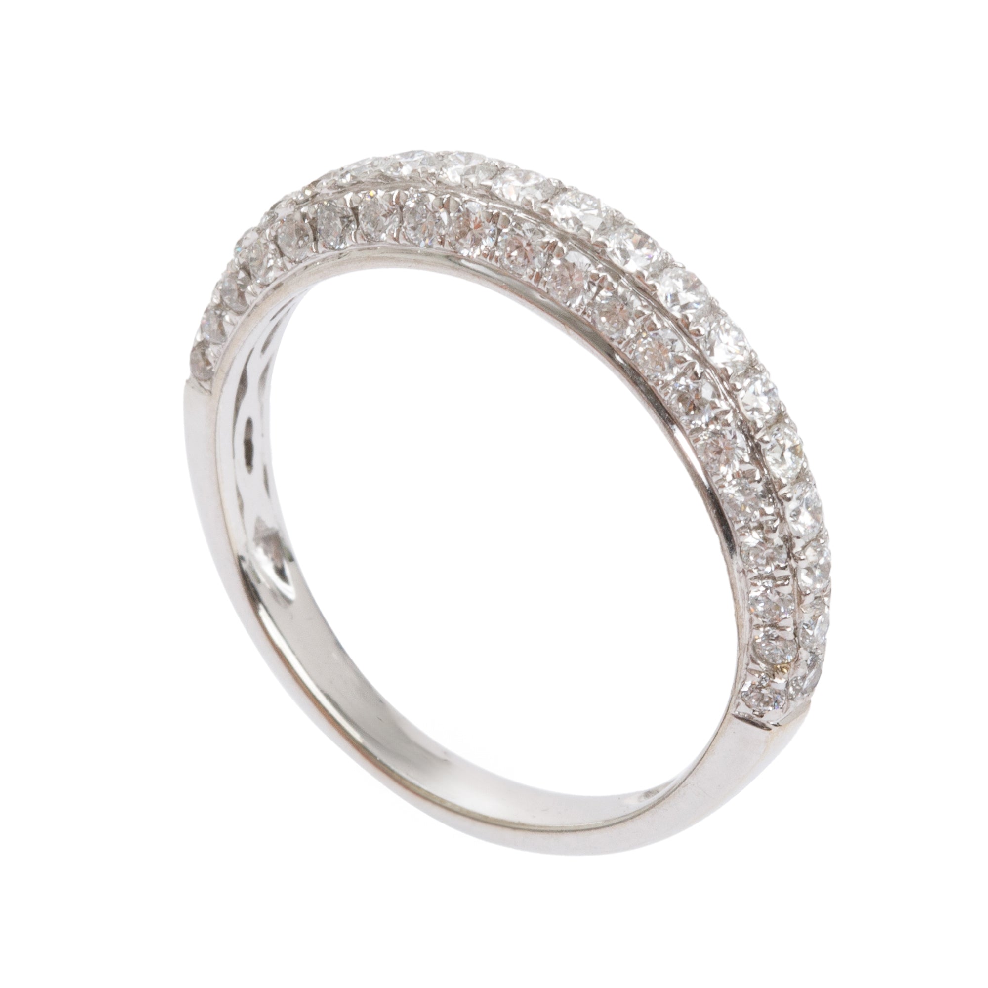 18k White Gold Pave Diamond Band Ring, Size 5